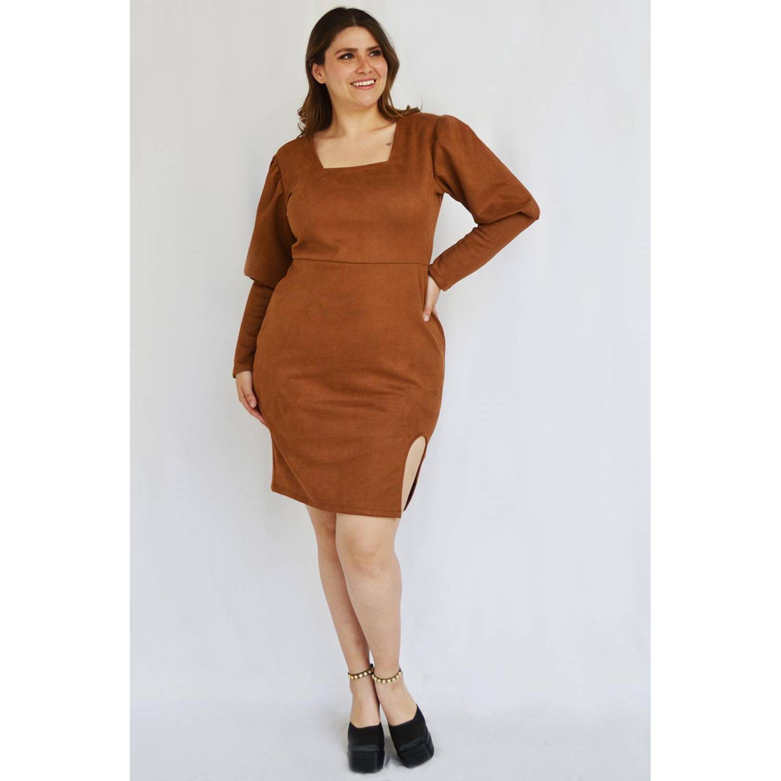 Vestido de gamuza Roman Fashion /Tallas Extras, 4304, (Cafe)