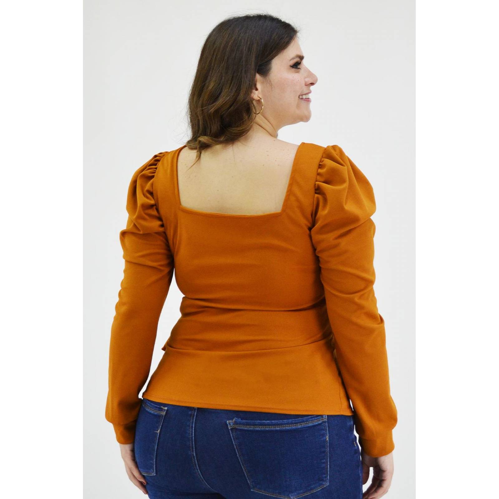 Blusa escote cuadrado Roman Fashion /Tallas Extras, 1849 (Mostaza) 