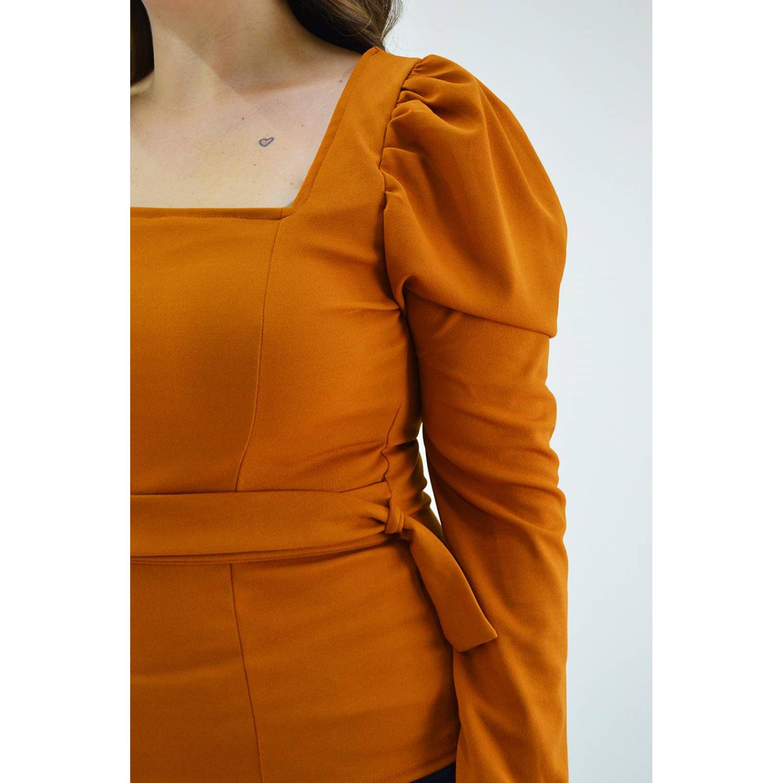 Blusa escote cuadrado Roman Fashion /Tallas Extras, 1849 (Mostaza) 