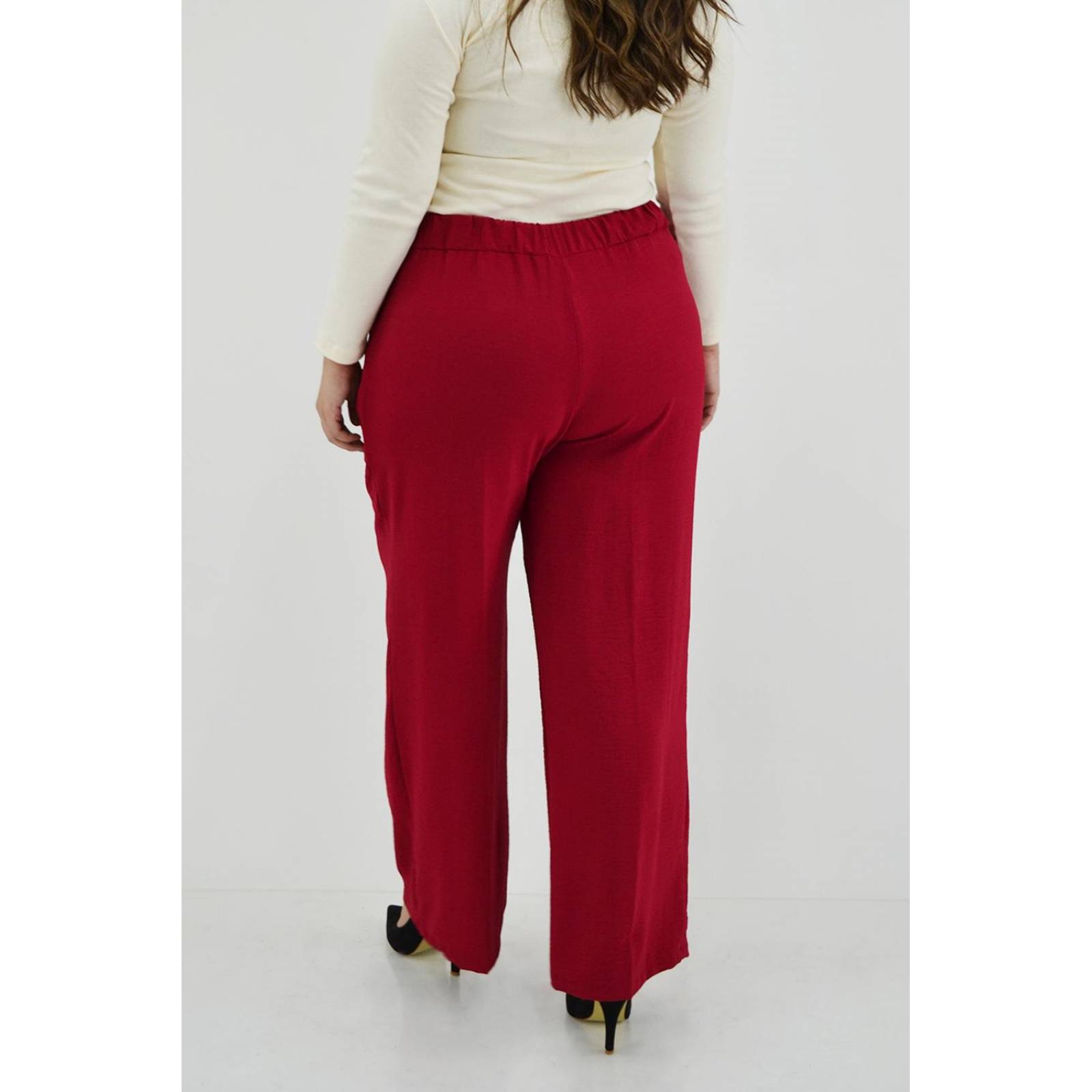 Pantalon pierna amplia Roman Fashion /Tallas Extras, 1295 (Rojo)