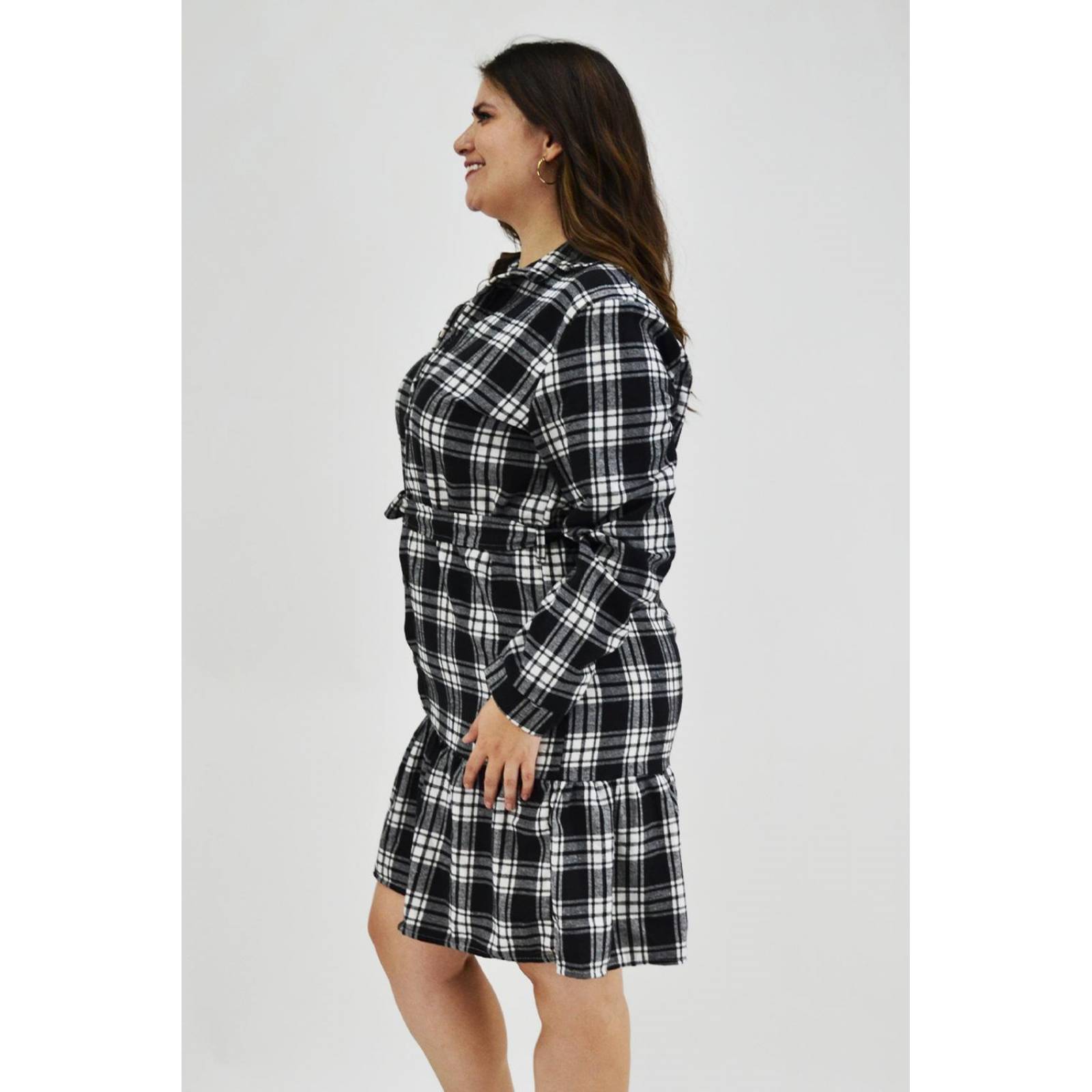 Vestido cuadros Roman Fashion /Tallas Extras, 4320 (Blanco) 