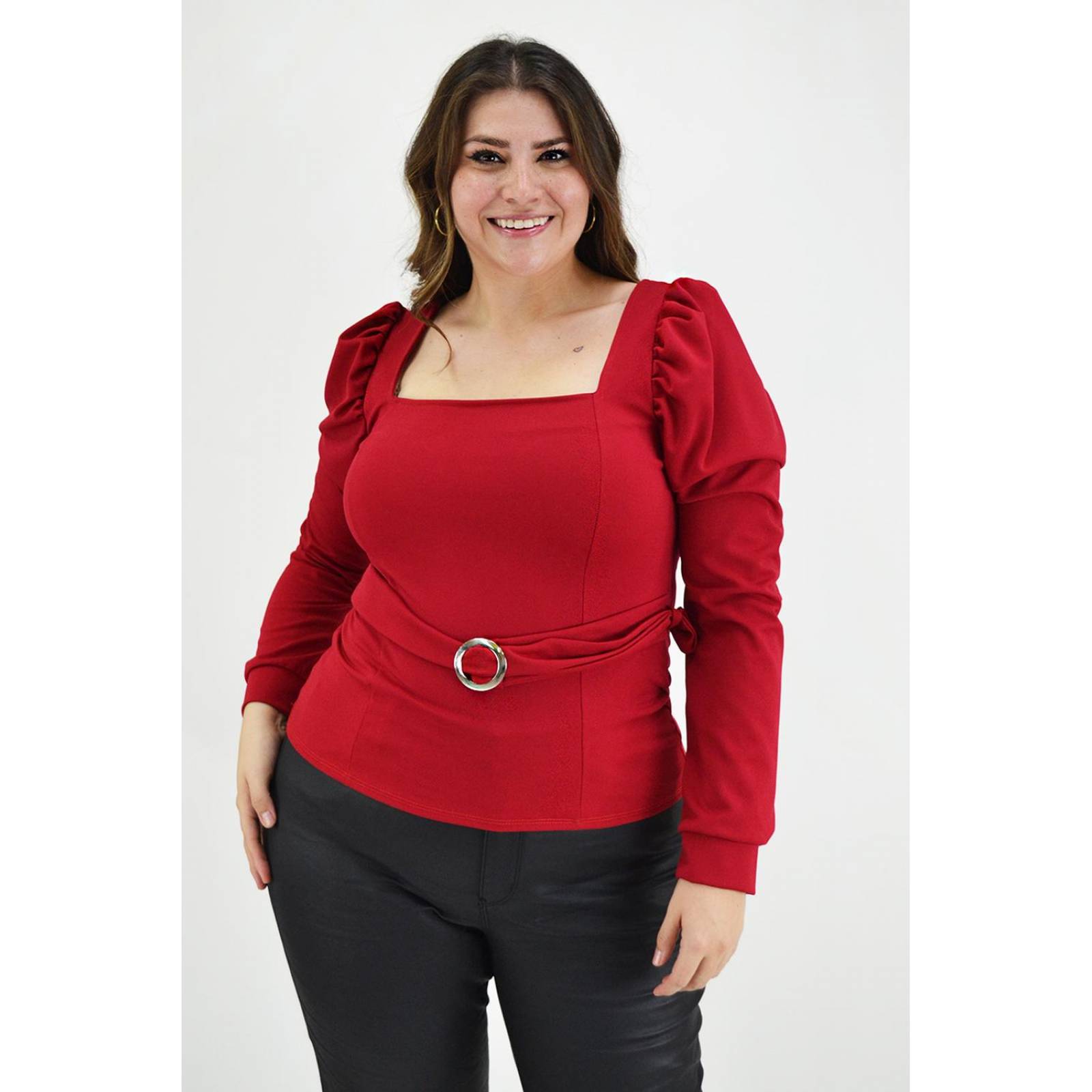 Blusa escote cuadrado Roman Fashion /Tallas Extras, 1849 (Rojo) 