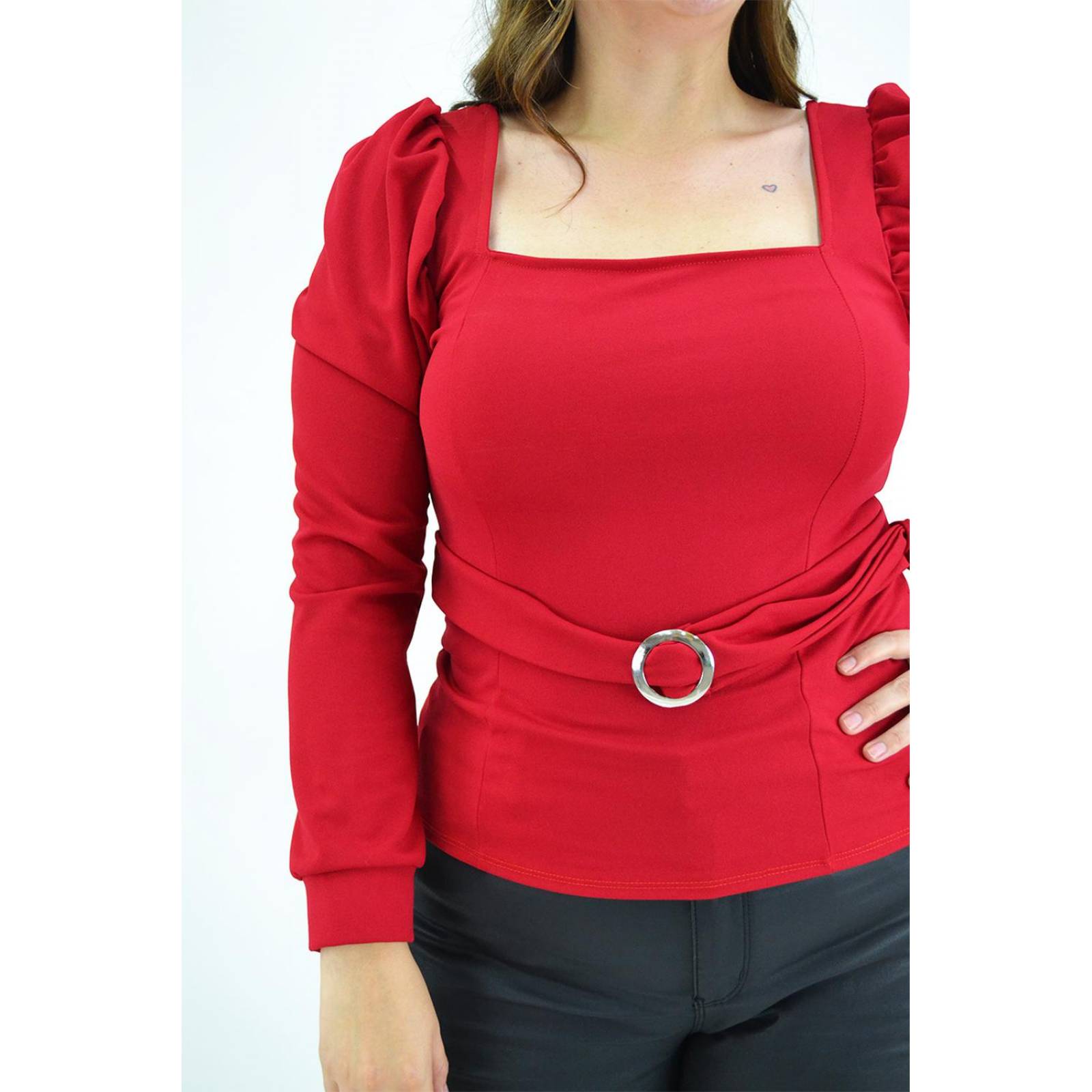 Blusa escote cuadrado Roman Fashion /Tallas Extras, 1849 (Rojo) 