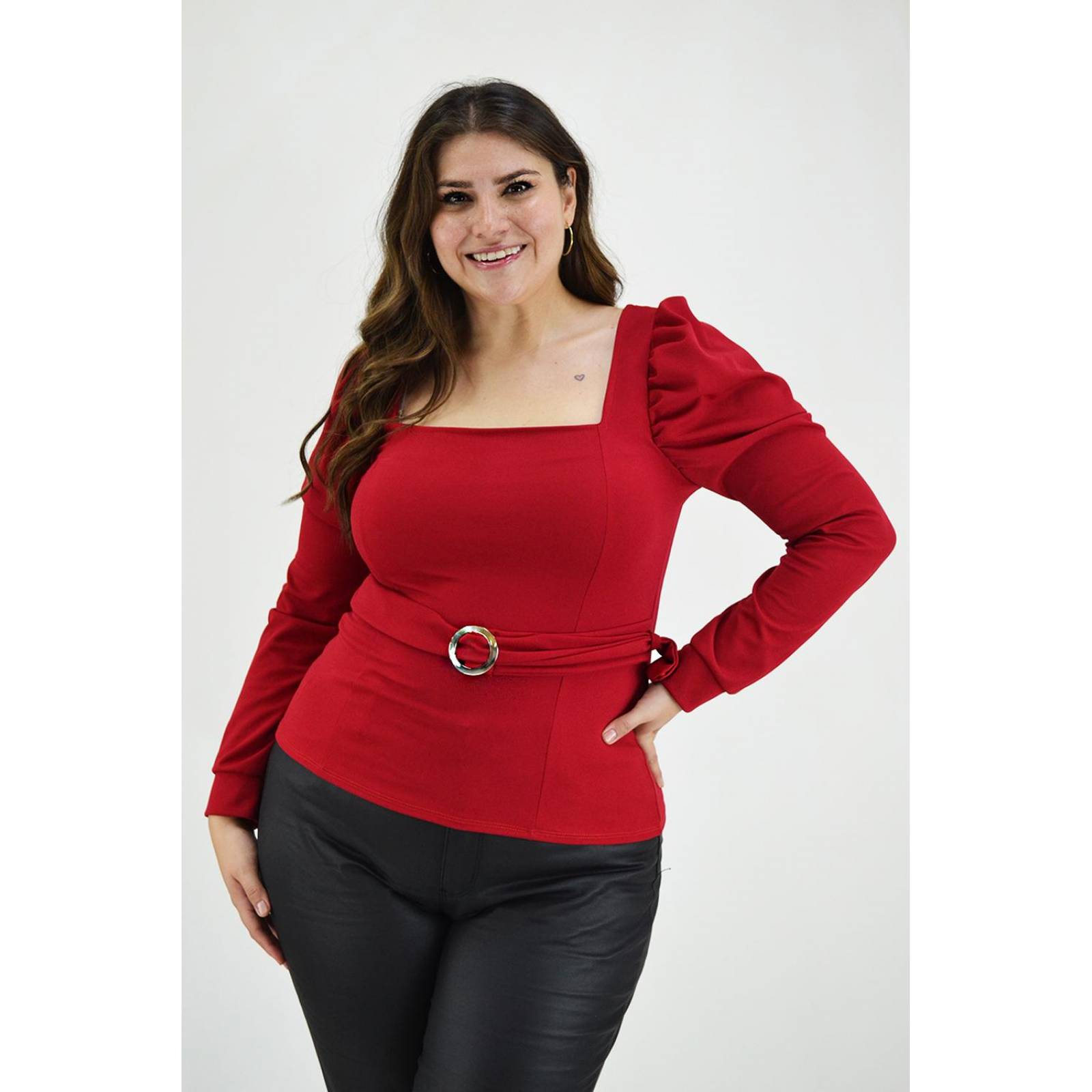 Blusa escote cuadrado Roman Fashion /Tallas Extras, 1849 (Rojo) 