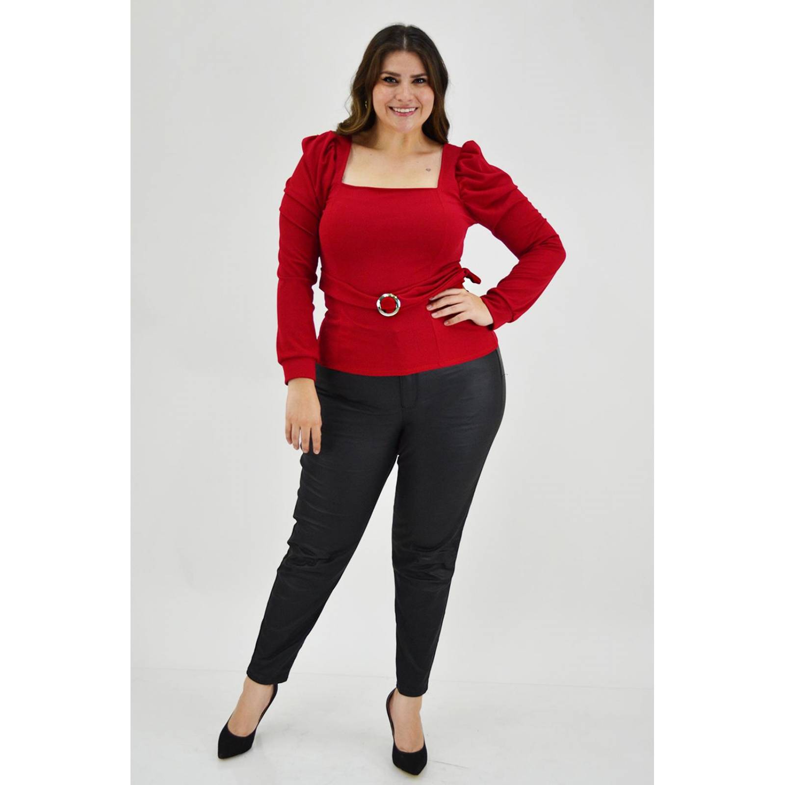 Blusa escote cuadrado Roman Fashion /Tallas Extras, 1849 (Rojo) 