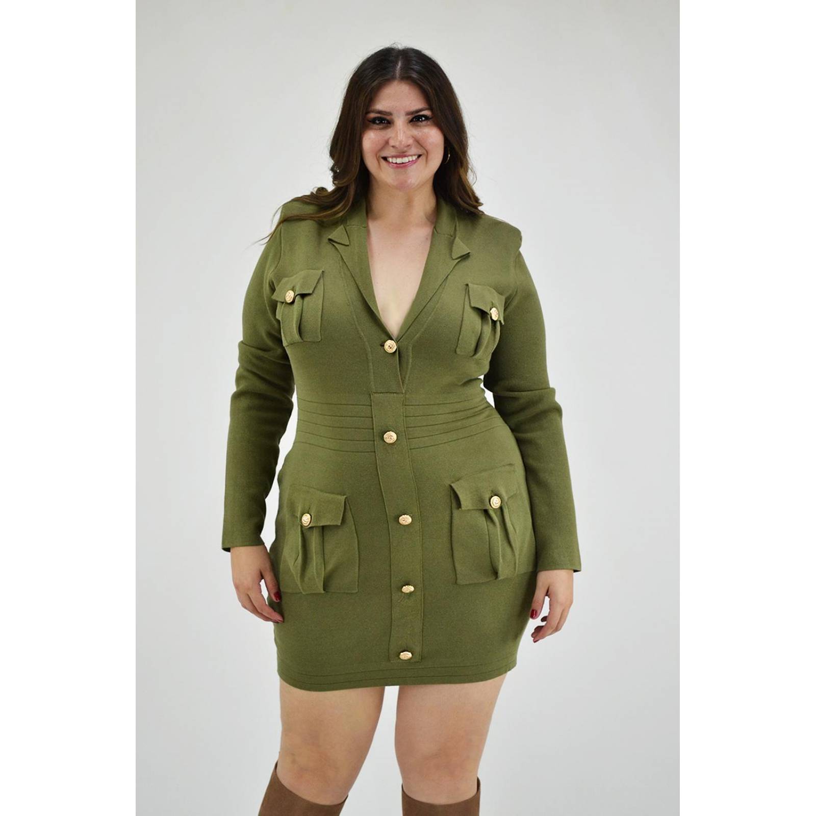 Vestido tejido Roman Fashion /Tallas Extras, 968 (Verde militar) 