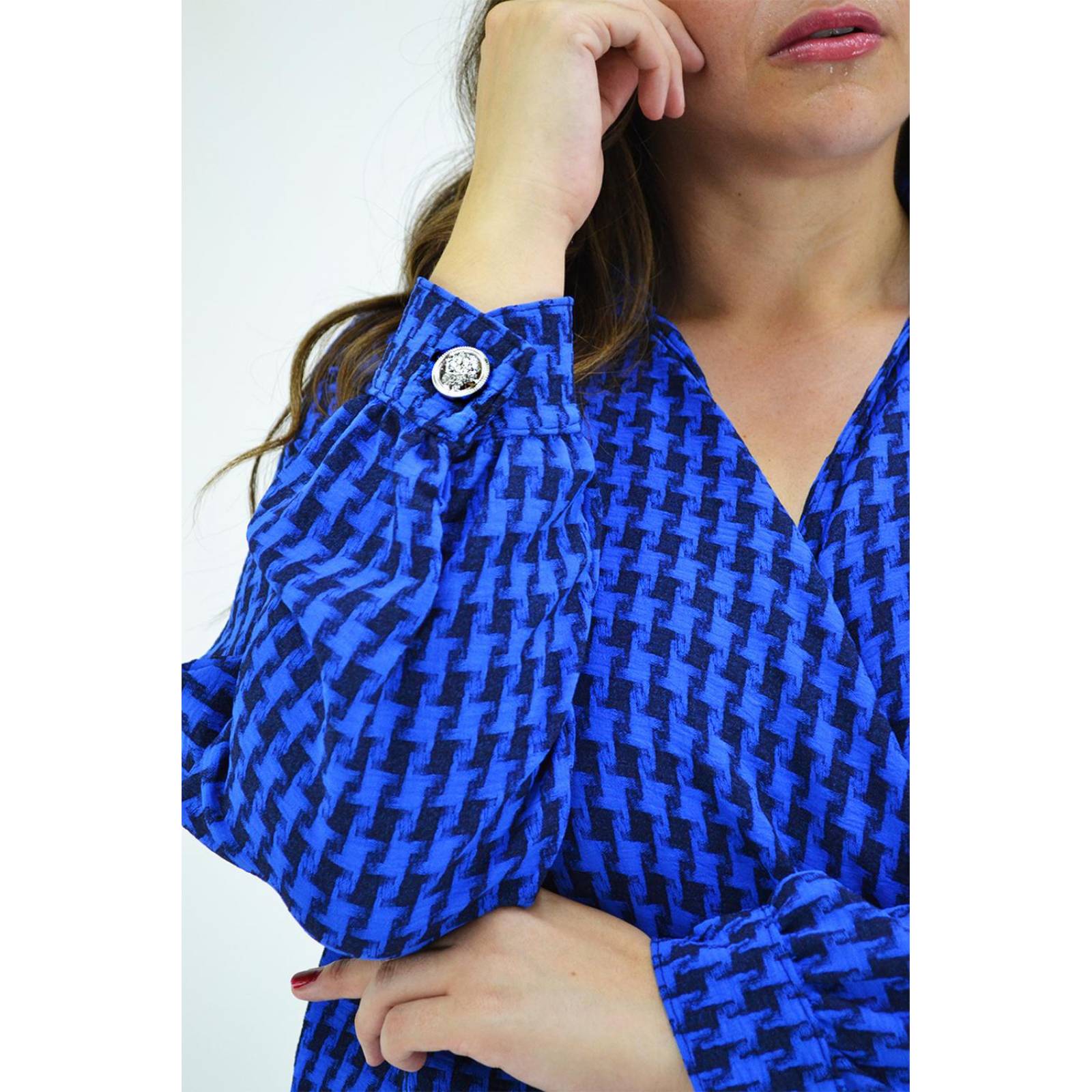 Blusa cruzada Roman Fashion /Tallas Extras, 1835 (Azul rey) 