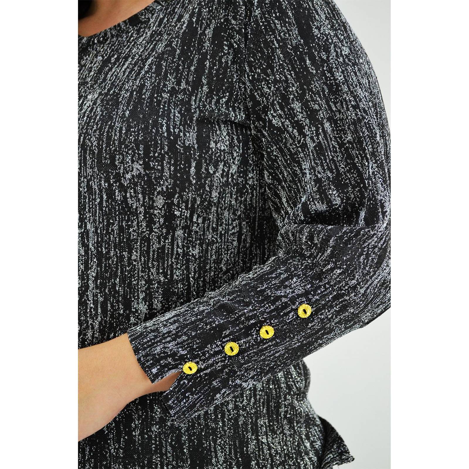 Blusa brillos con botón Roman Fashion /Tallas Extras, 11816 (Plata) 