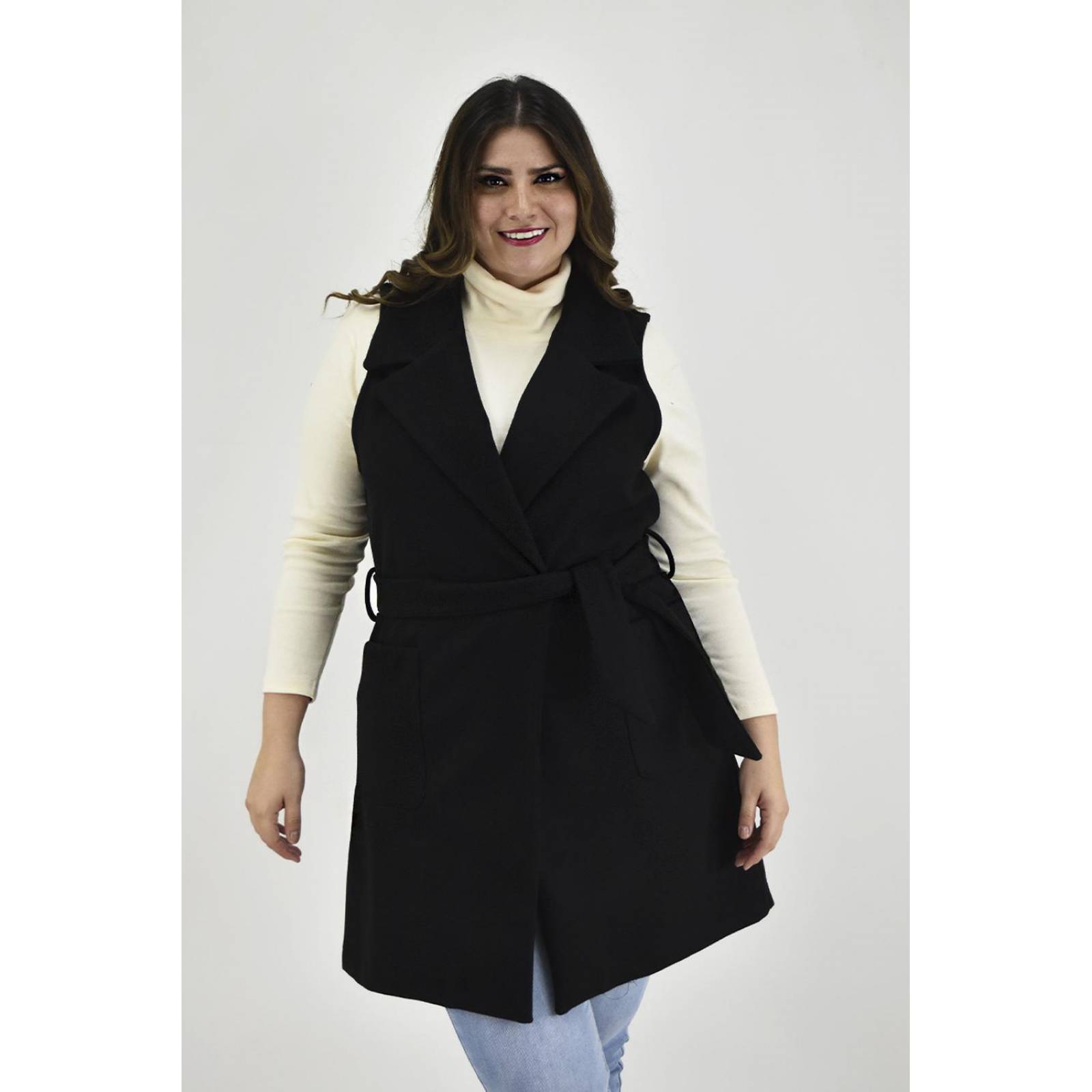 Abrigo diseño chaleco Roman Fashion /Tallas Extras, 2140 (Negro) 