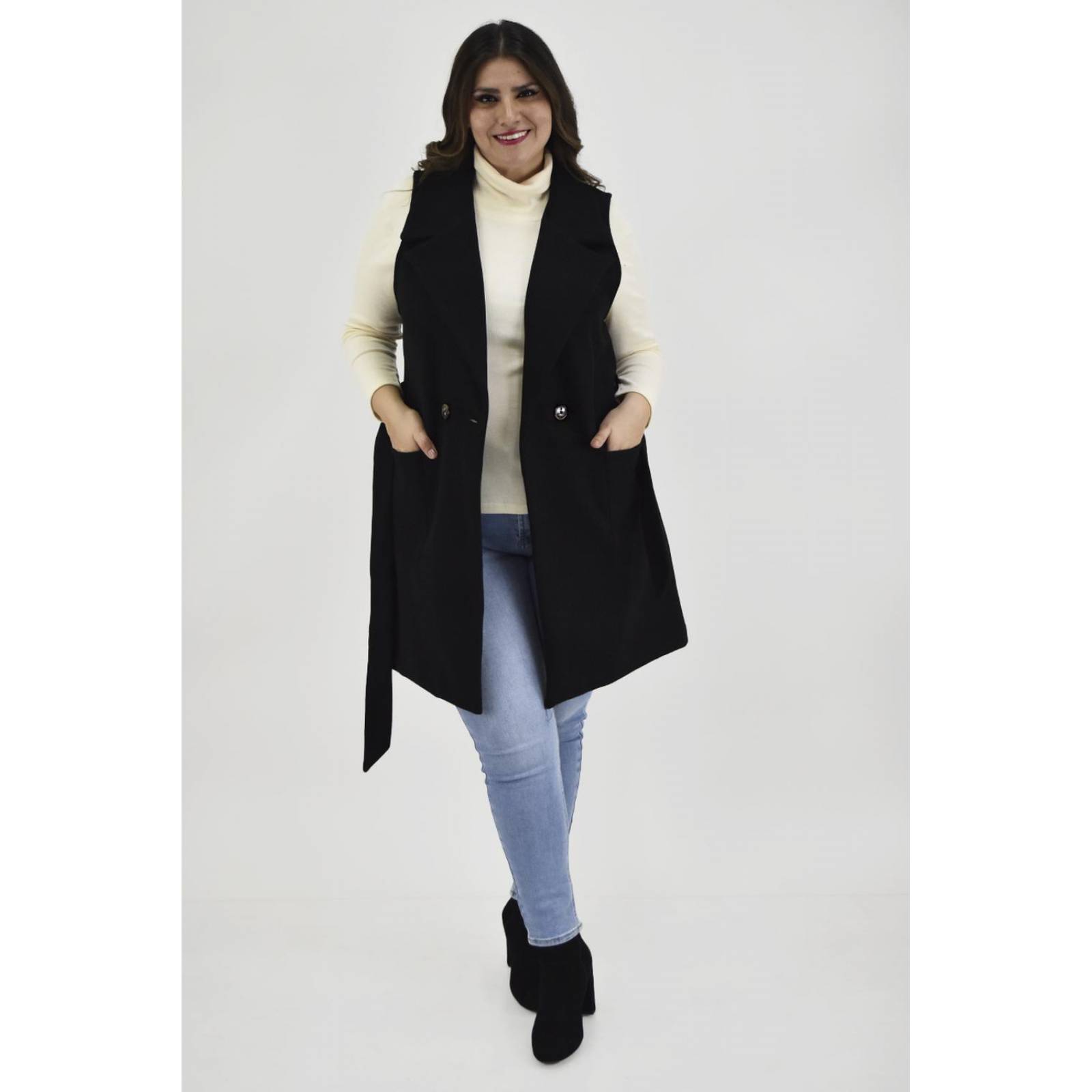 Abrigo diseño chaleco Roman Fashion /Tallas Extras, 2140 (Negro) 