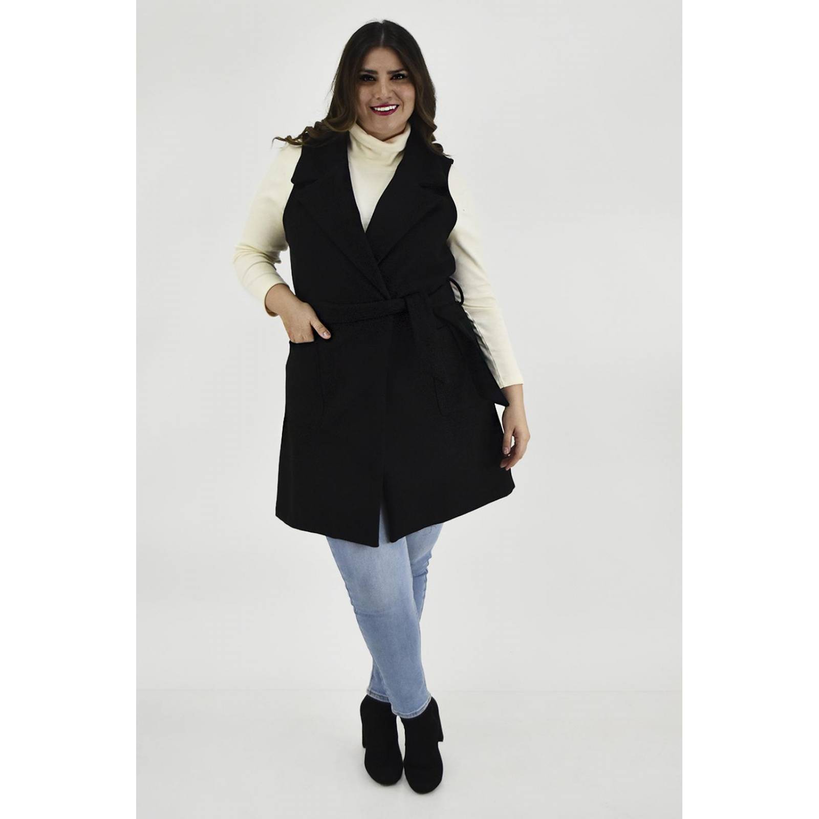 Abrigo diseño chaleco Roman Fashion /Tallas Extras, 2140 (Negro) 