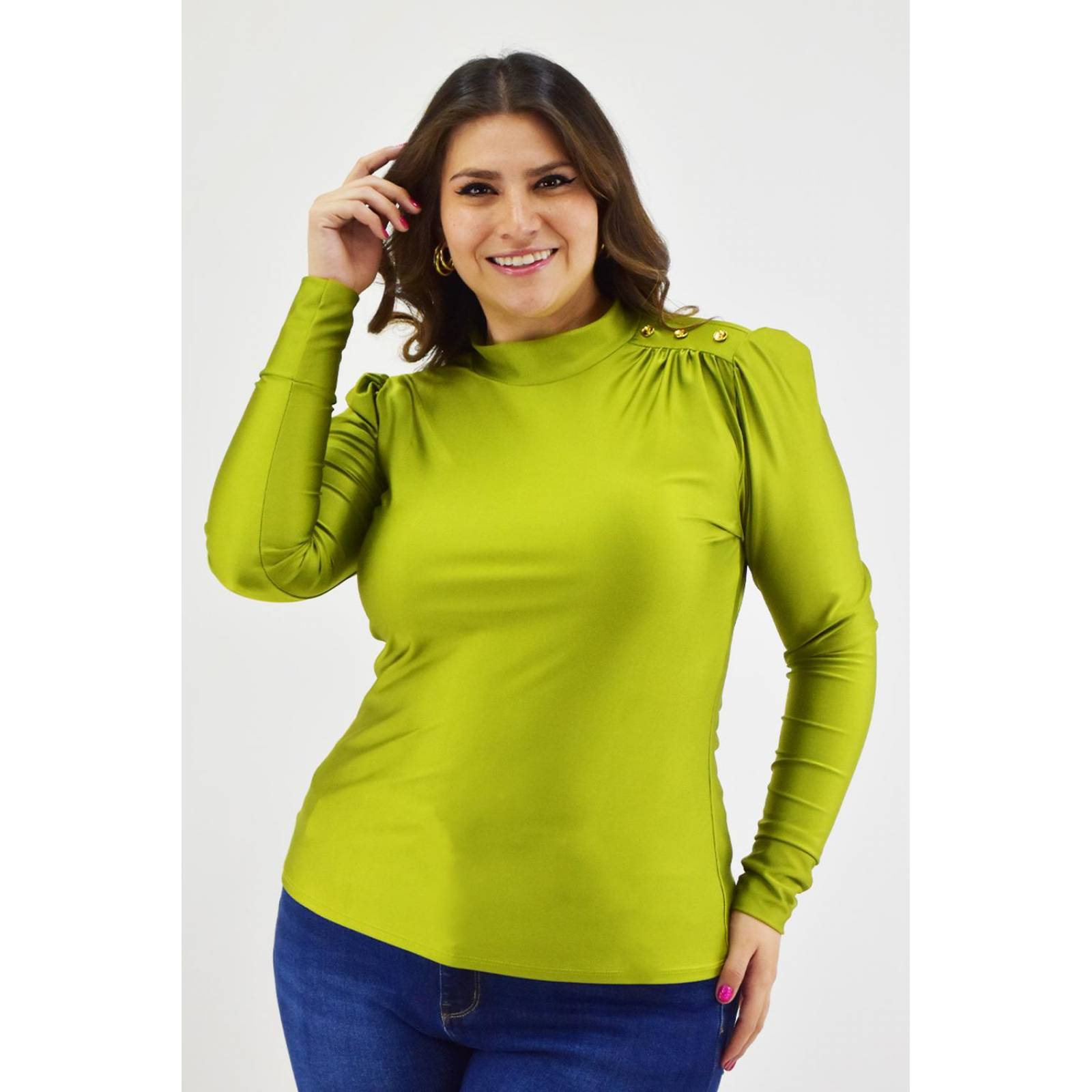 Blusa de satín Roman Fashion /Tallas Extras, 1802 (Lima) 