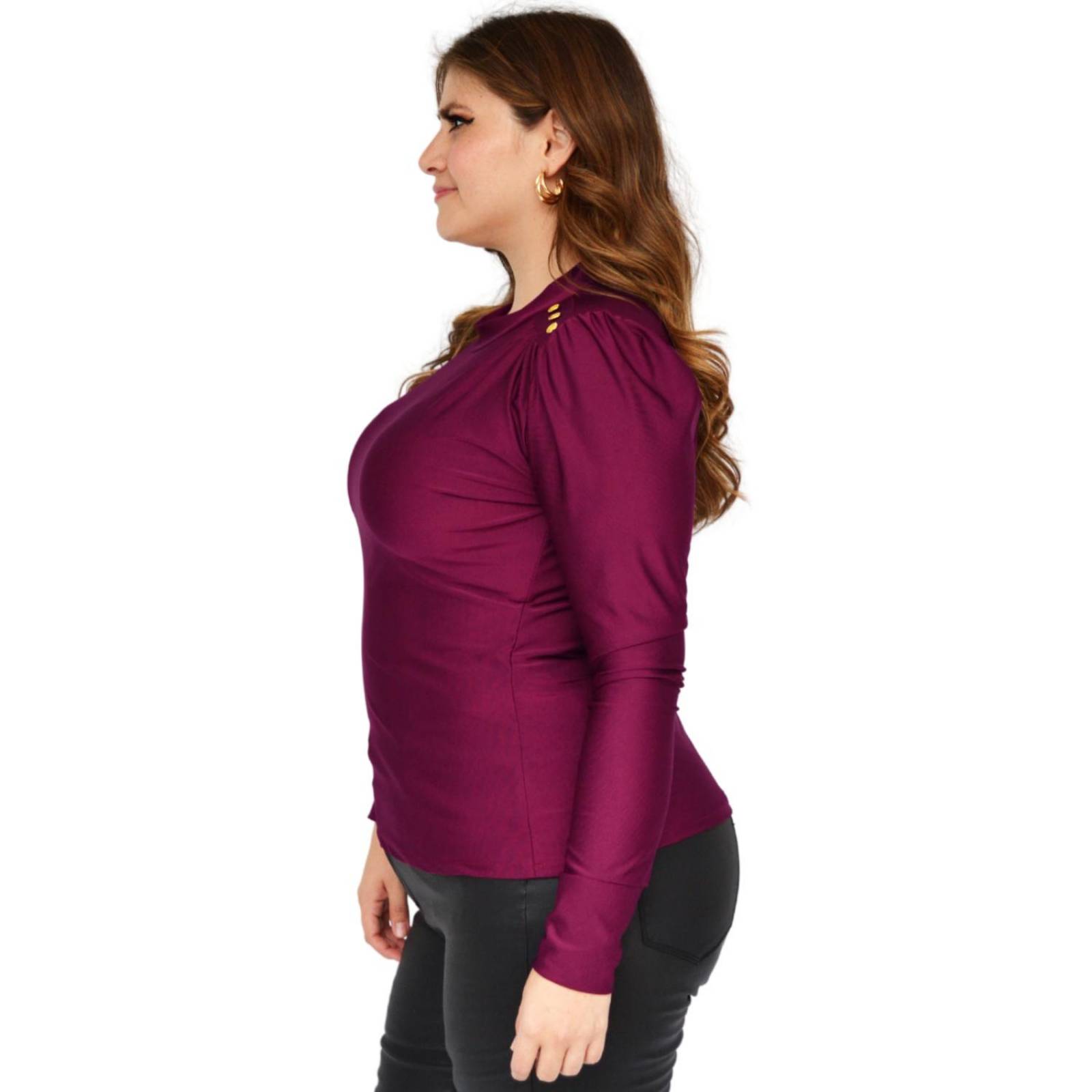 Blusa de satín Roman Fashion/Tallas Extras, 1802 (Vino) 