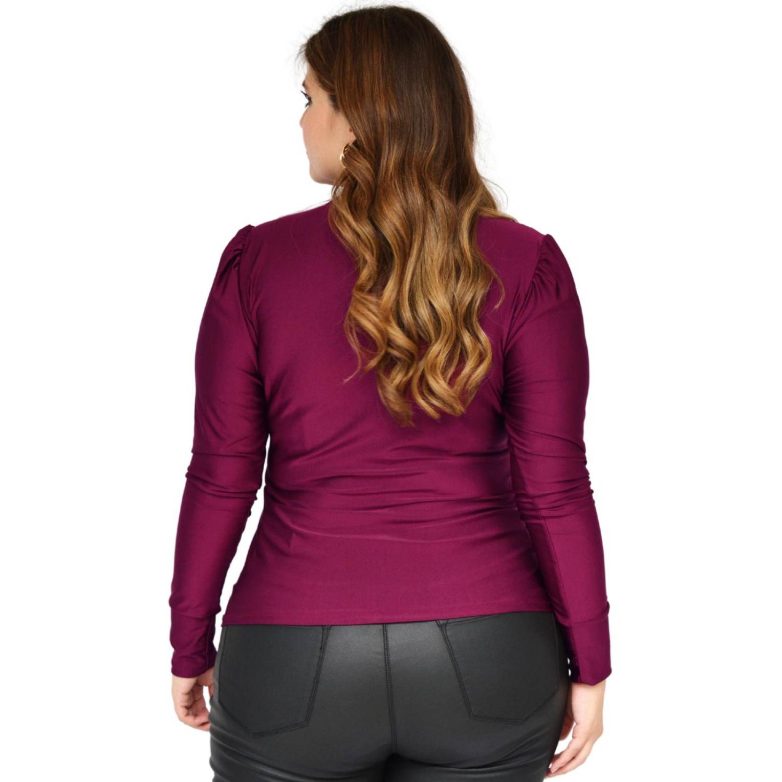 Blusa de satín Roman Fashion/Tallas Extras, 1802 (Vino) 