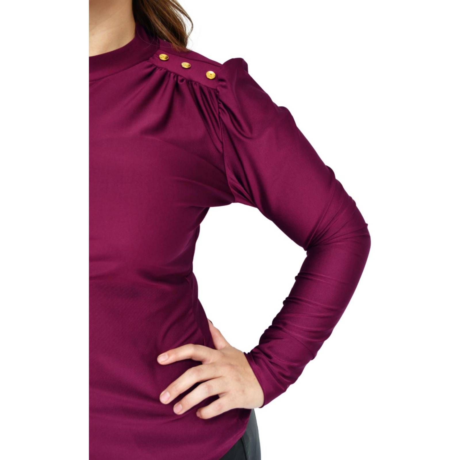 Blusa de satín Roman Fashion/Tallas Extras, 1802 (Vino) 