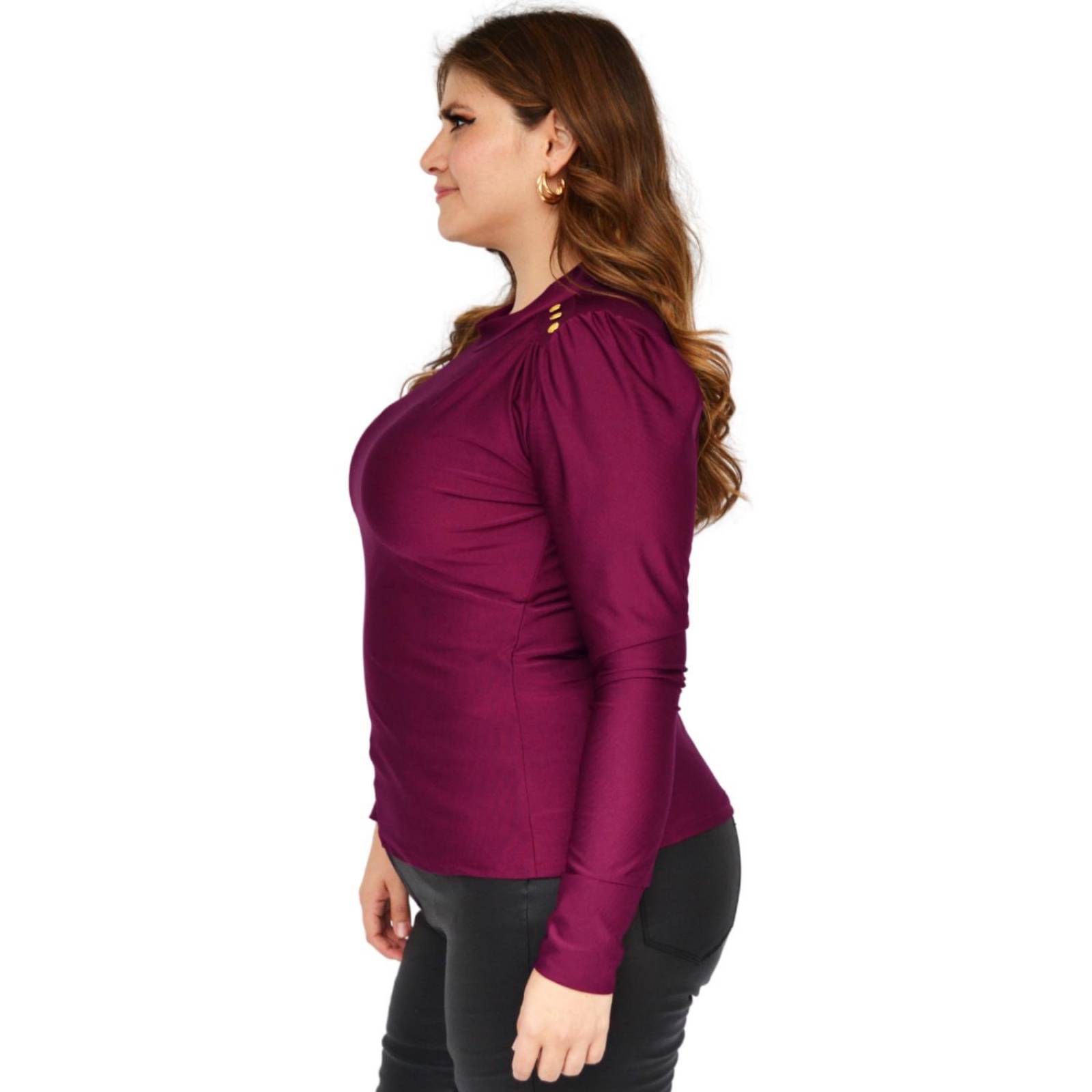 Blusa de satín Roman Fashion/Tallas Extras, 1802 (Vino) 