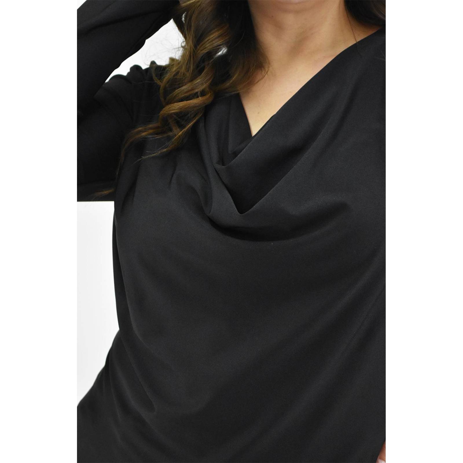 Blusa elegante de satín Roman fashion /Tallas Extras, 1787 (Negro) 