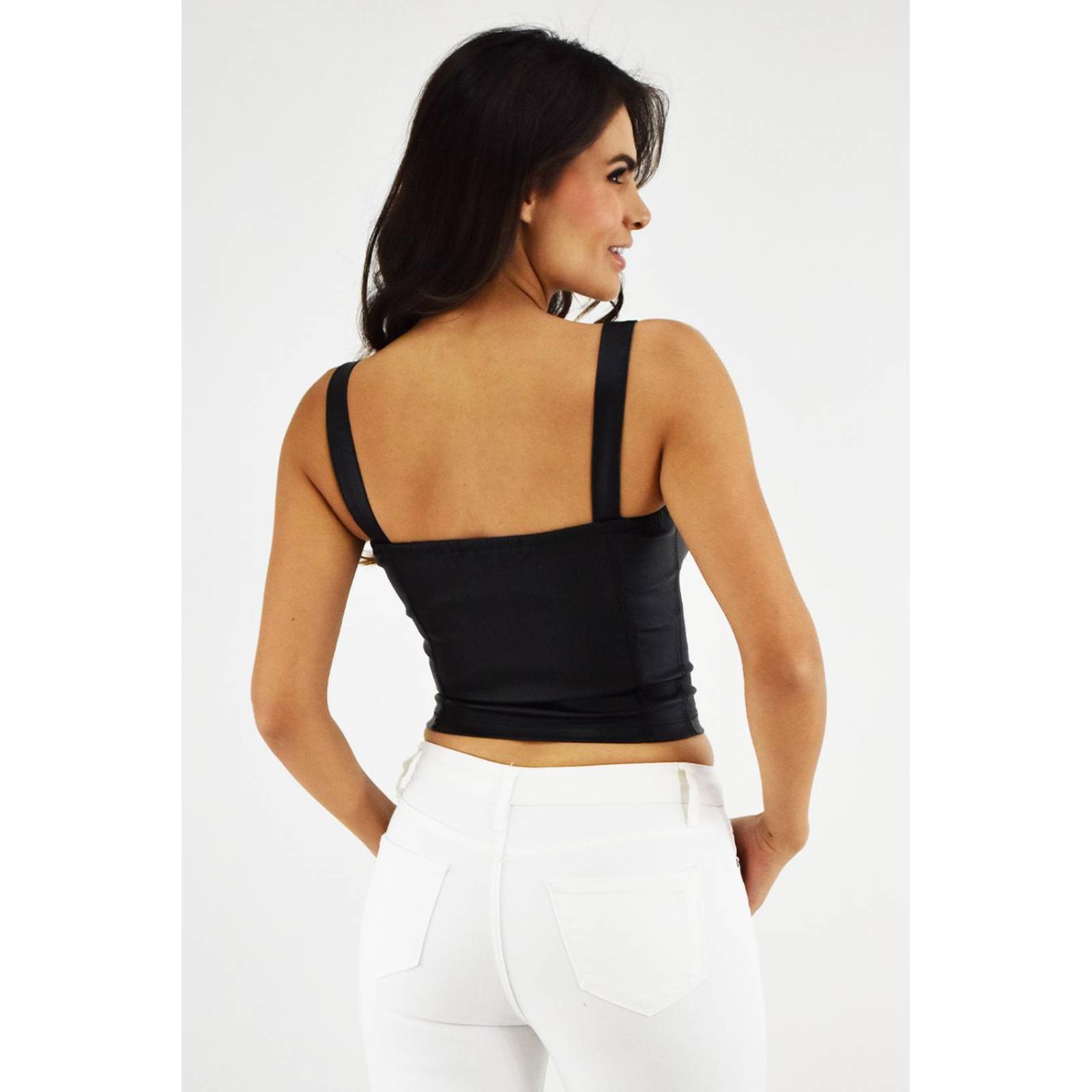 Crop top de vinipiel Roman Fashion /Juvenil, 3432 (Negro)