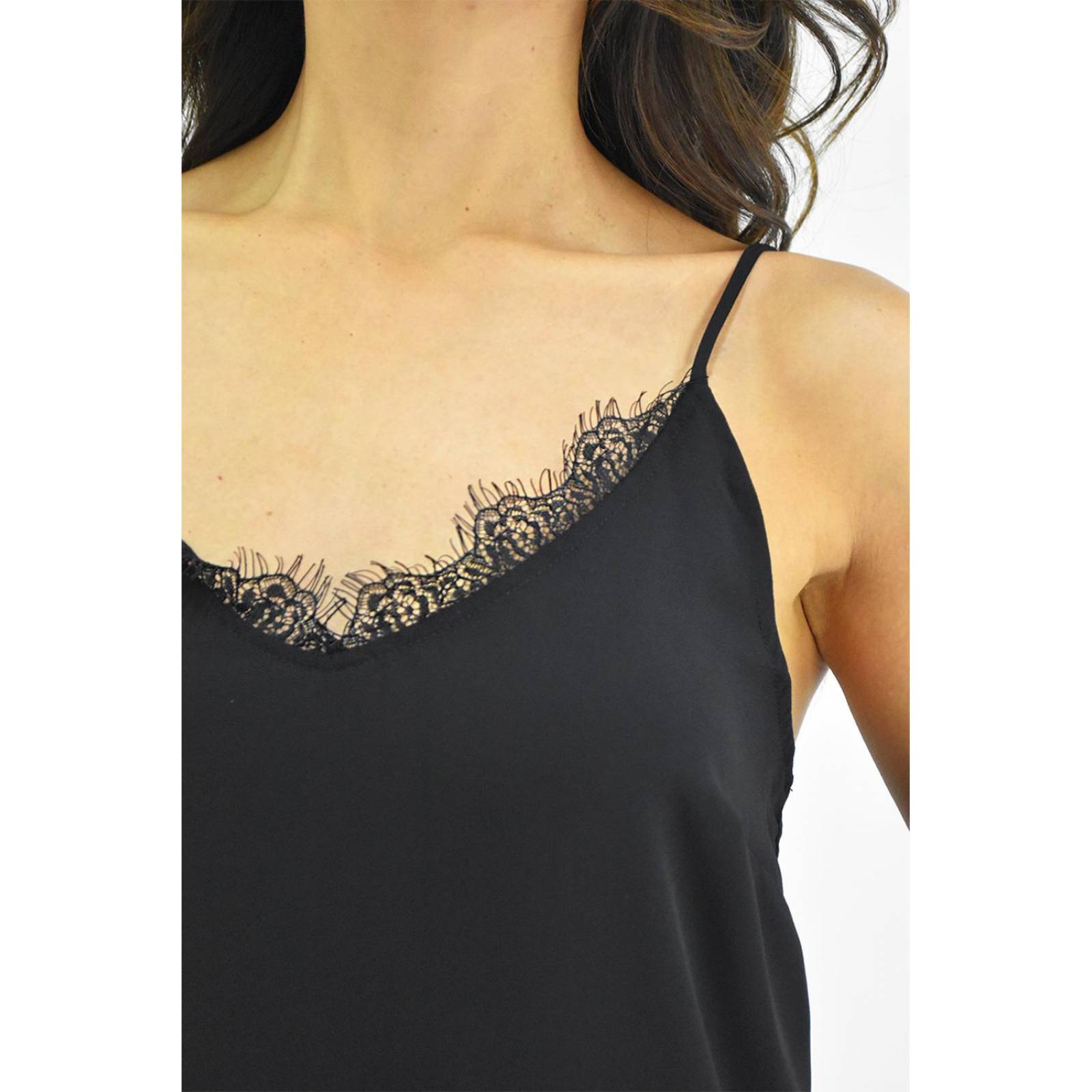 Top escote en V con encaje Roman Fashion /Juvenil, 632 (Negro) 