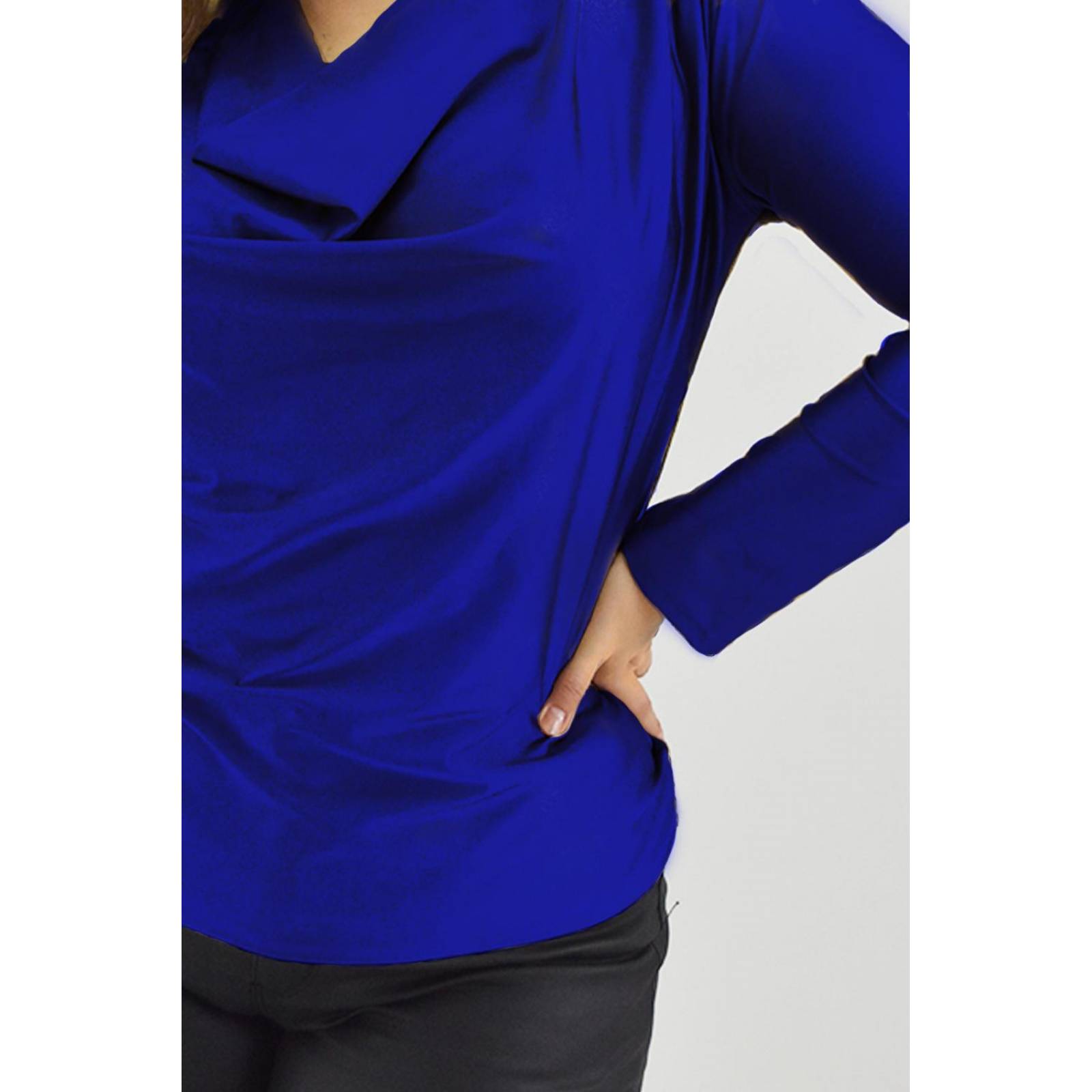 Blusa elegante de satín Roman Fashion /Tallas Extras, 1787 (Azul rey) 