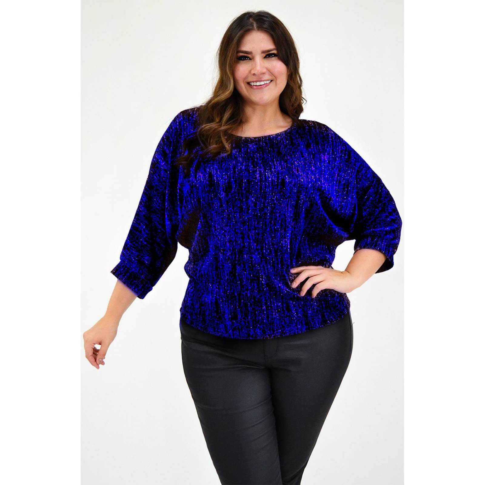 Blusa brillos Roman Fashion /Tallas Extras, 11760 (Azul rey) 