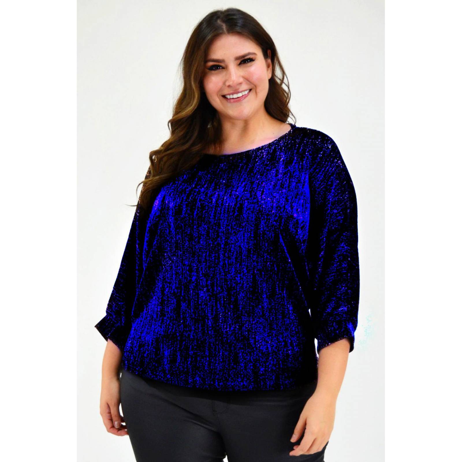 Blusa brillos Roman Fashion /Tallas Extras, 11760 (Azul rey) 