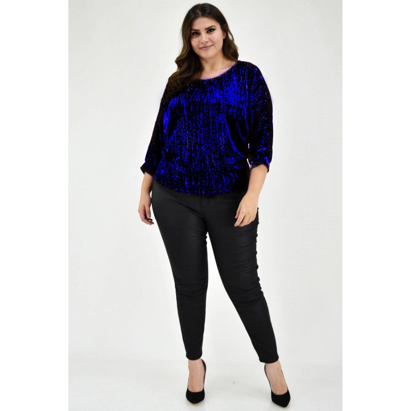 Blusa brillos Roman Fashion /Tallas Extras, 11760 (Azul rey) 