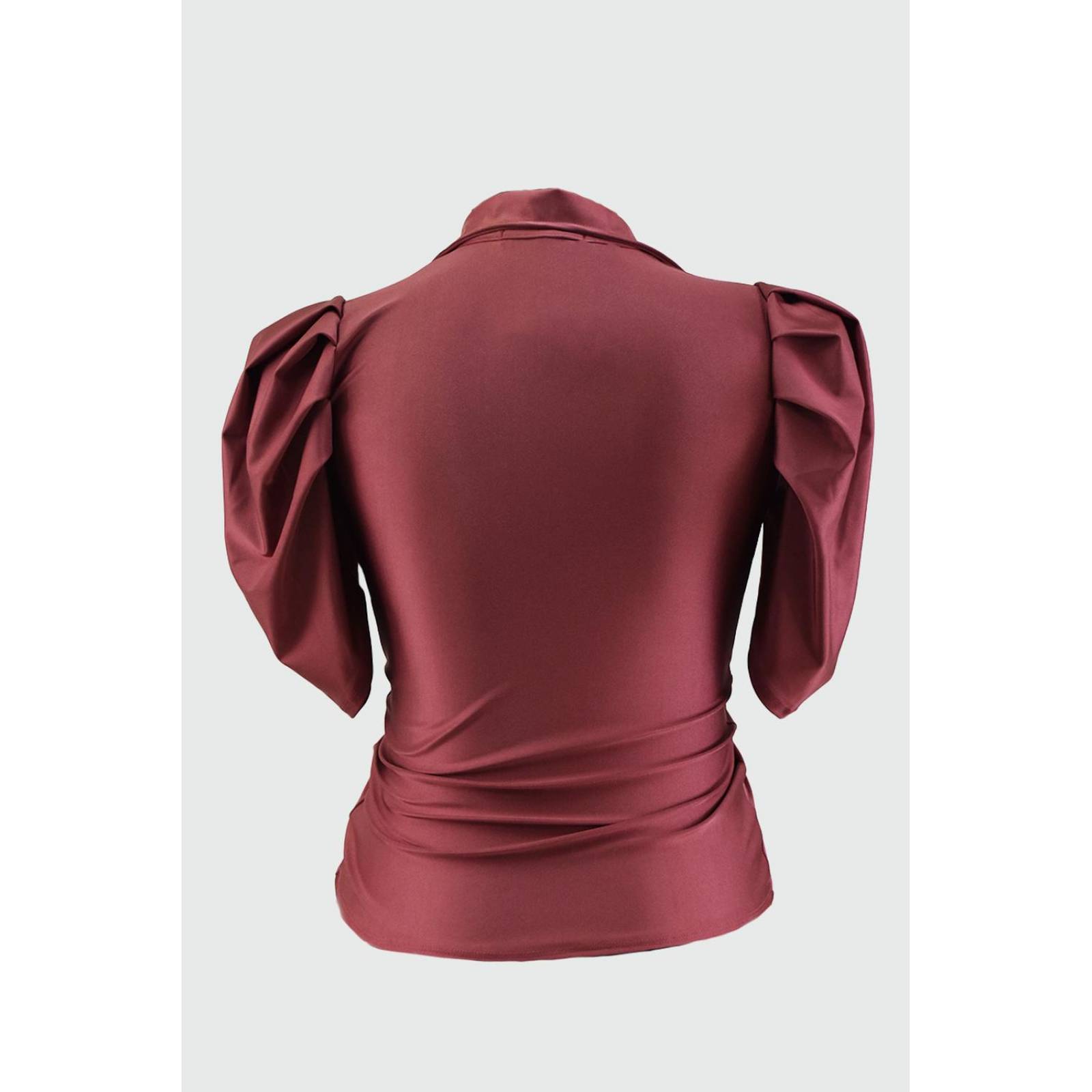 Blusa de satin con nudo Roman Fashion /Tallas Extras, 1850 (Palo de rosa) 
