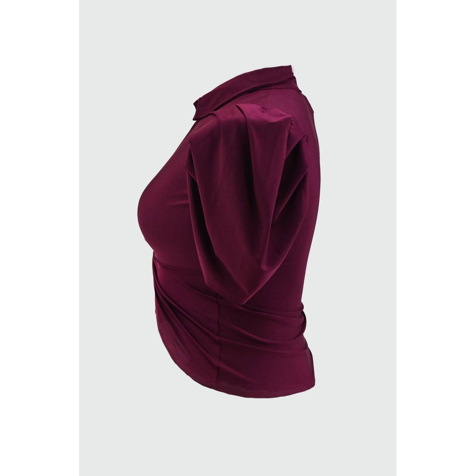 Blusa de satin con nudo Roman Fashion /Tallas Extras, 1850 (Vino) 