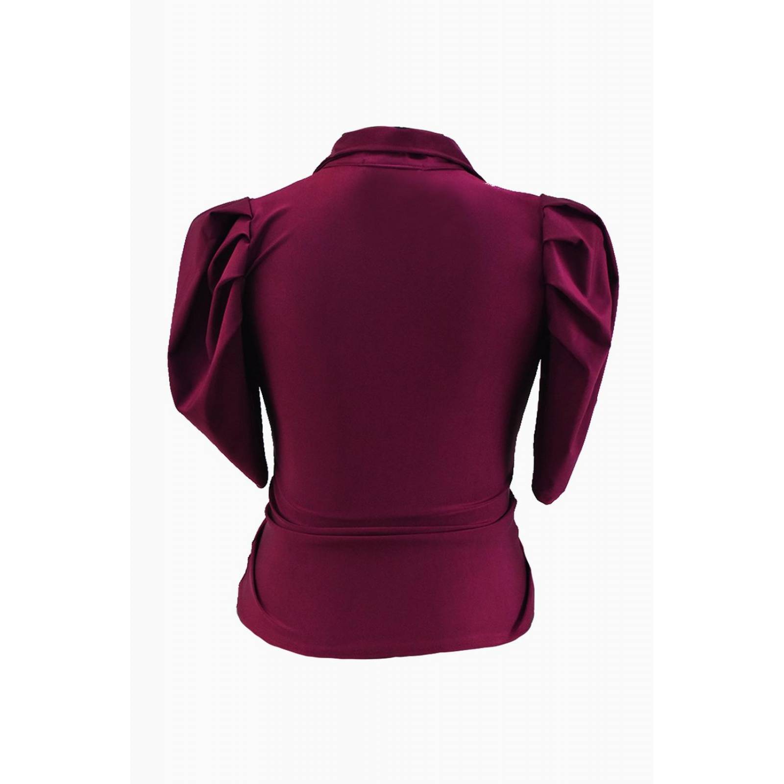 Blusa de satin con nudo Roman Fashion /Tallas Extras, 1850 (Vino) 