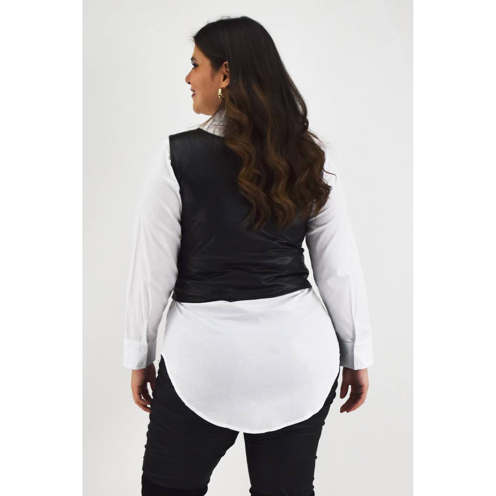 Crop top de vinipiel Roman Fashion /Tallas Extras, 2543 (Negro) 