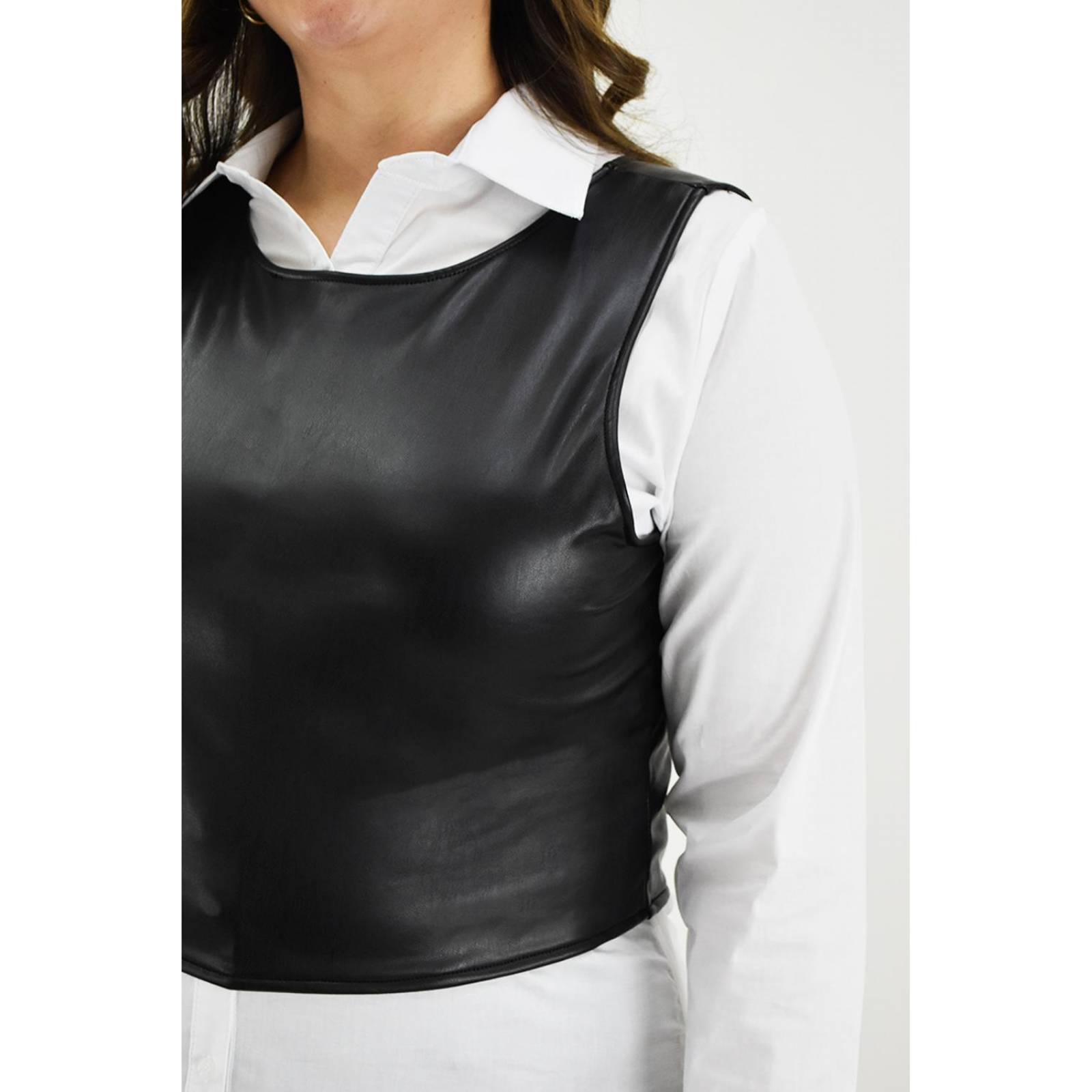 Crop top de vinipiel Roman Fashion /Tallas Extras, 2543 (Negro) 