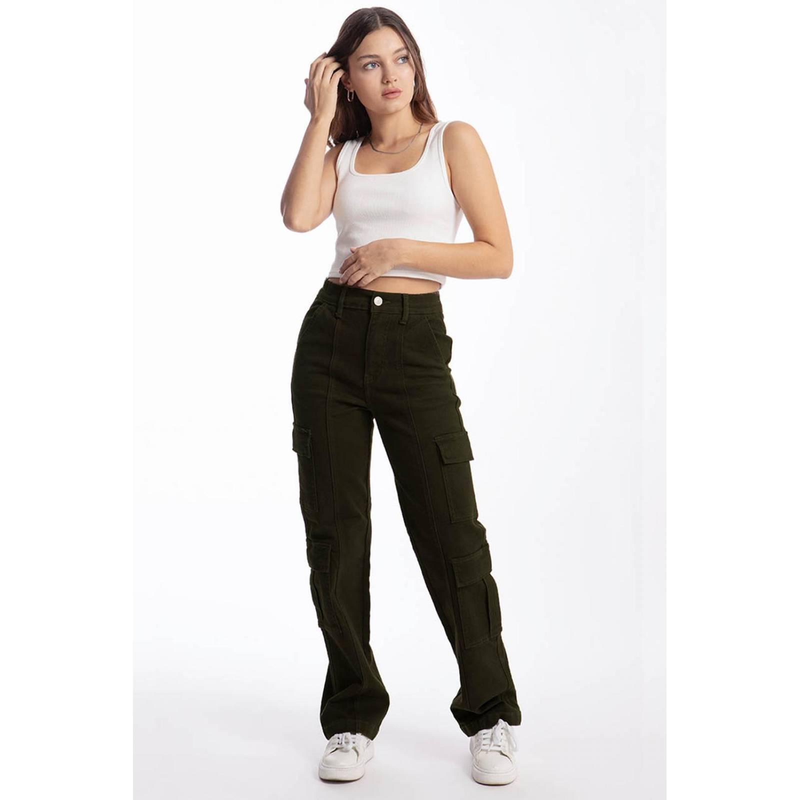 Jeans cargo Wide Leg Balam / Juvenil, 6516 (Verde militar) 
