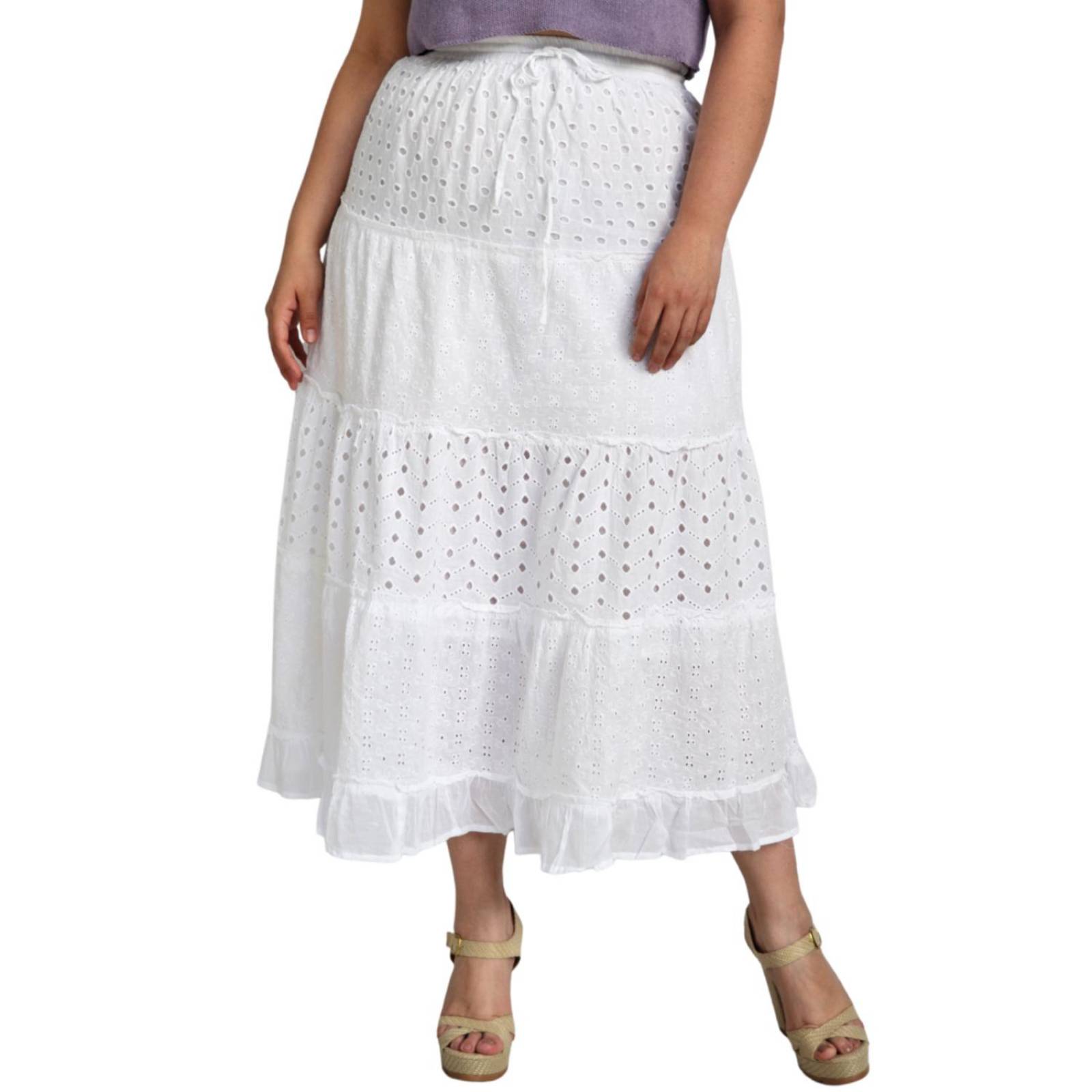 Falda larga de algodón/Tallas Extras, 3358 (blanco) 