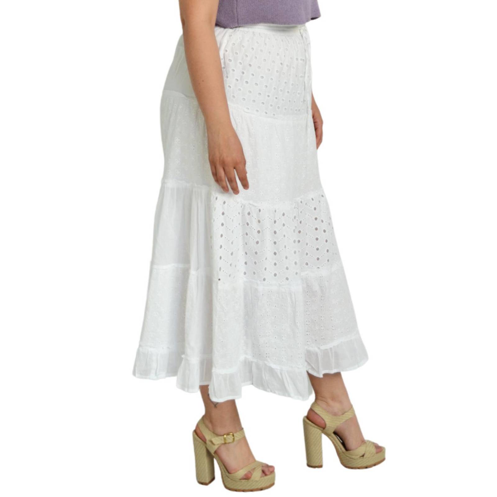 Falda larga de algodón/Tallas Extras, 3358 (blanco) 