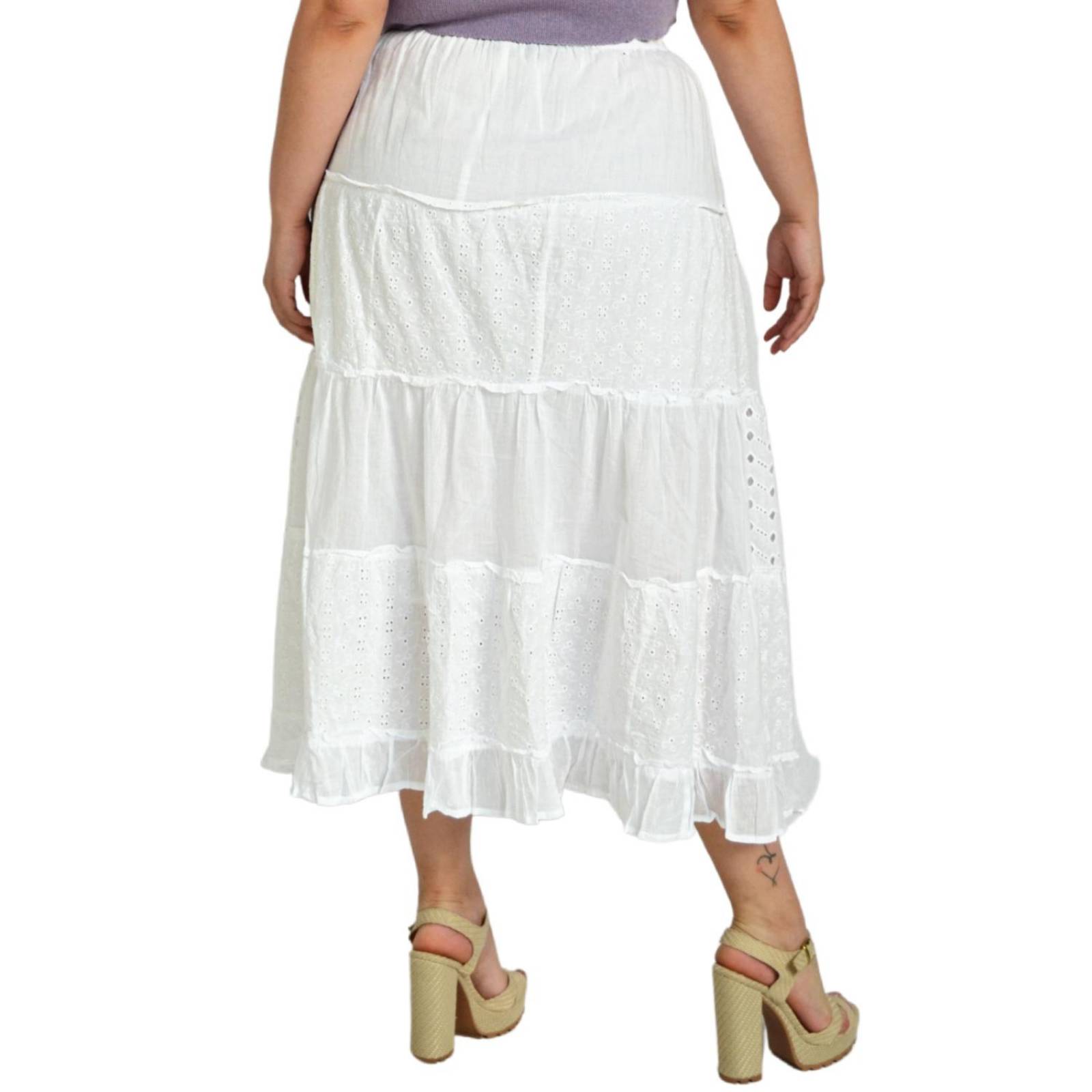 Falda larga de algodón/Tallas Extras, 3358 (blanco) 