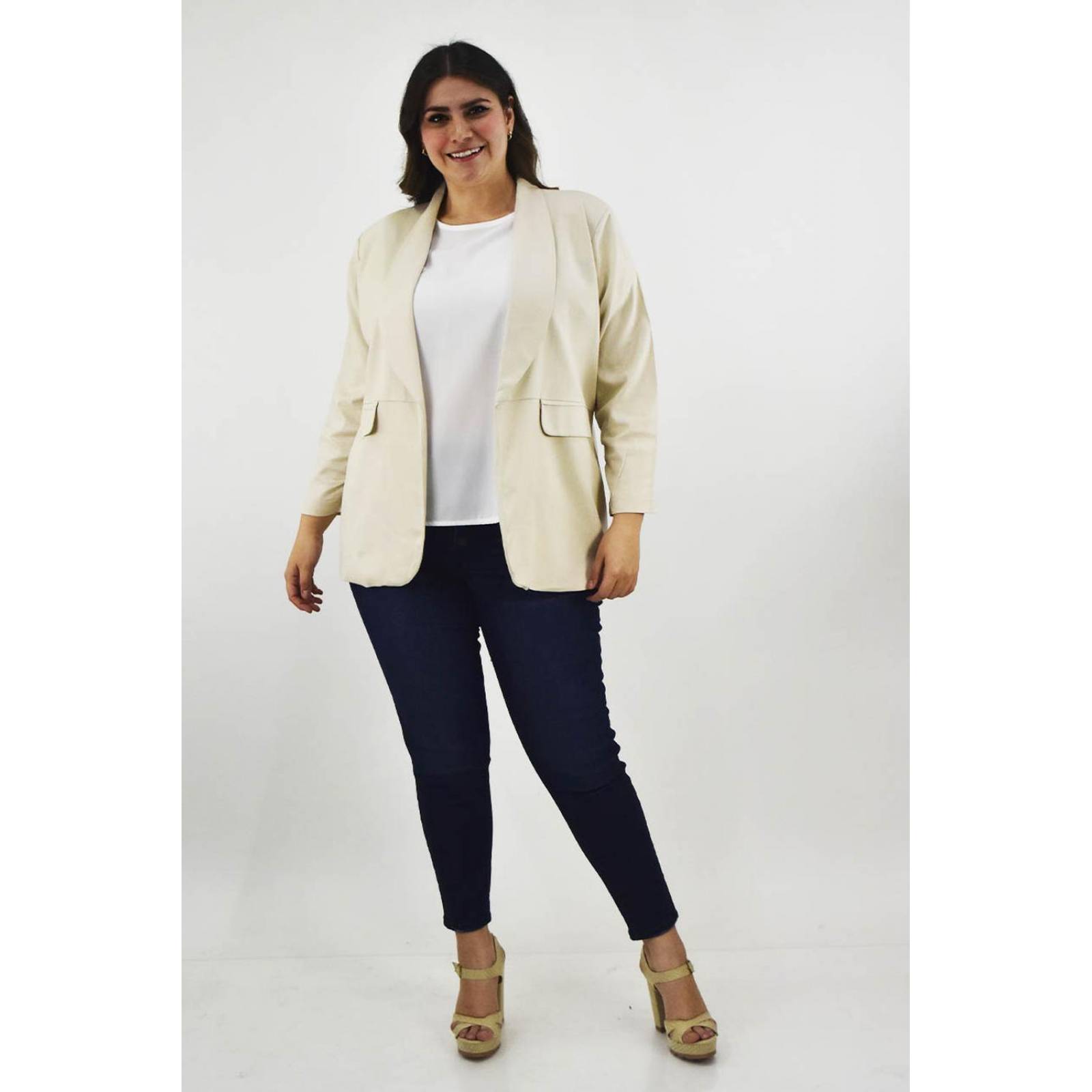 Blazer de lino Roman Fashion /Tallas Extras, 2329 (Beige) 