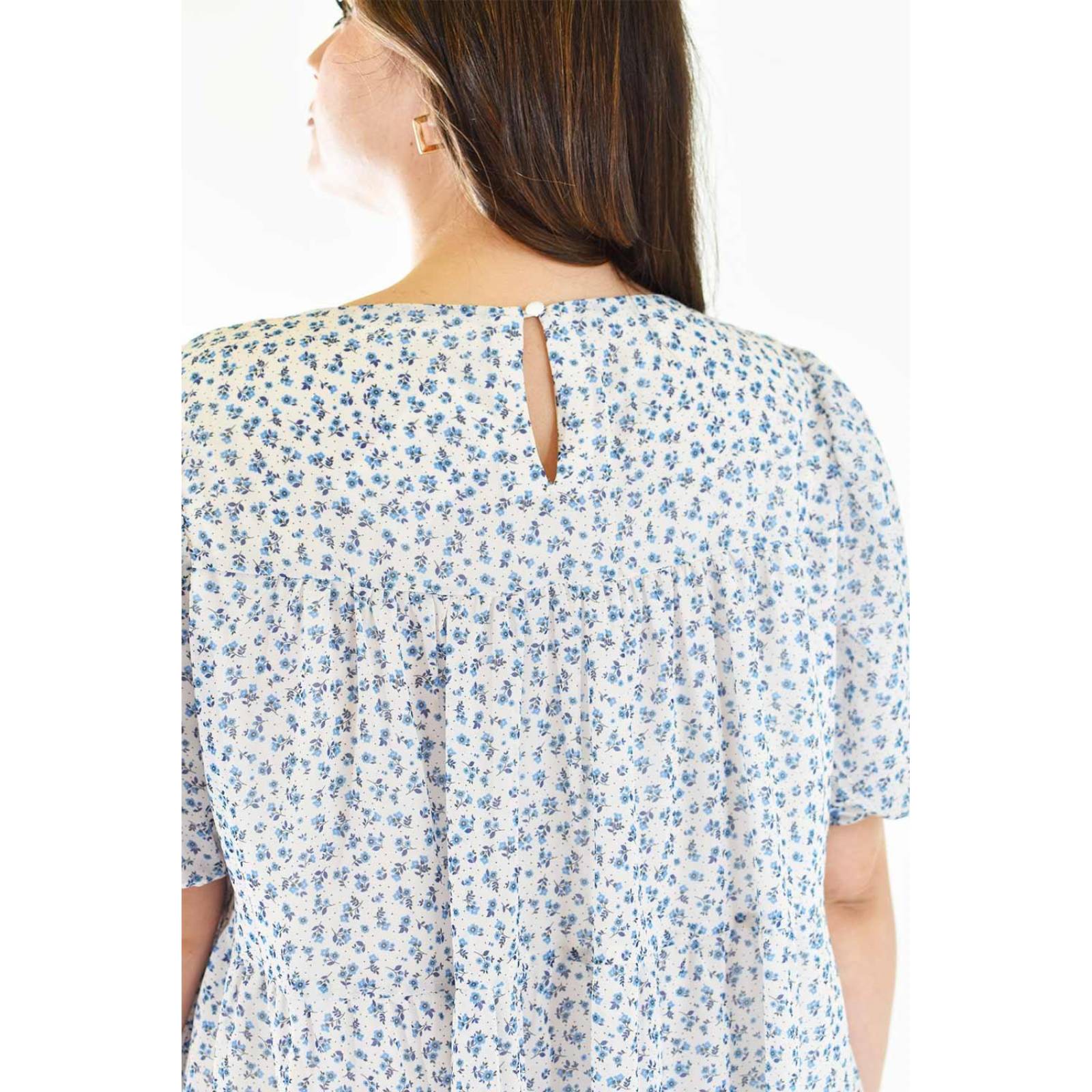 Vestido vaporoso Roman Fashion /Tallas Extras, 002 (Azul flores) 