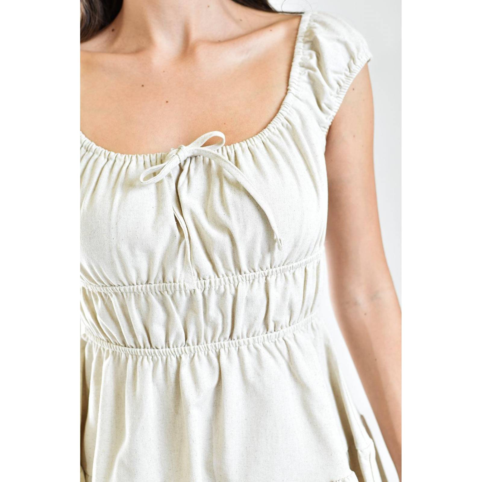 Vestido corto de lino Roman Fashion /Juvenil, 54390 (Beige) 