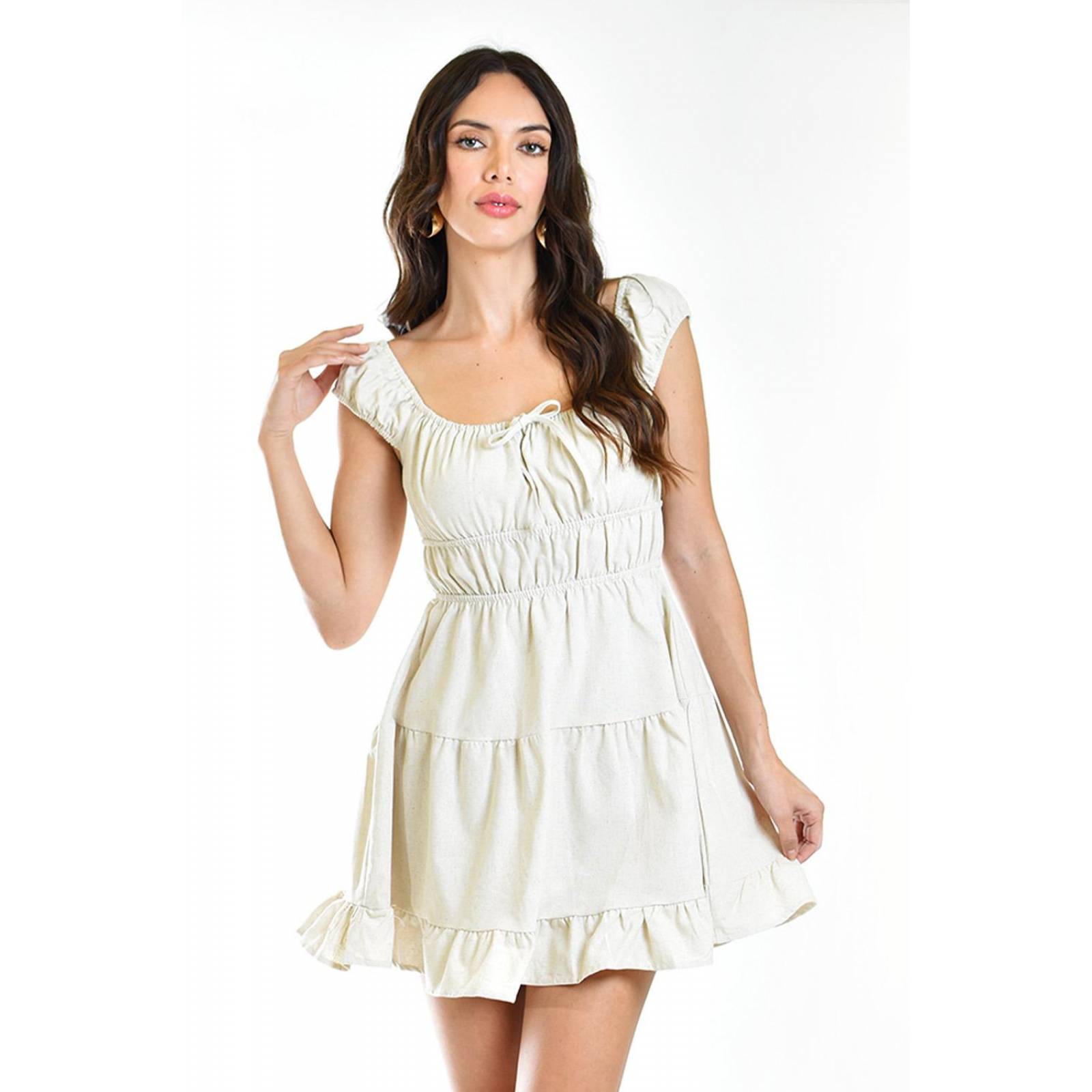 Vestido corto de lino Roman Fashion /Juvenil, 54390 (Beige) 
