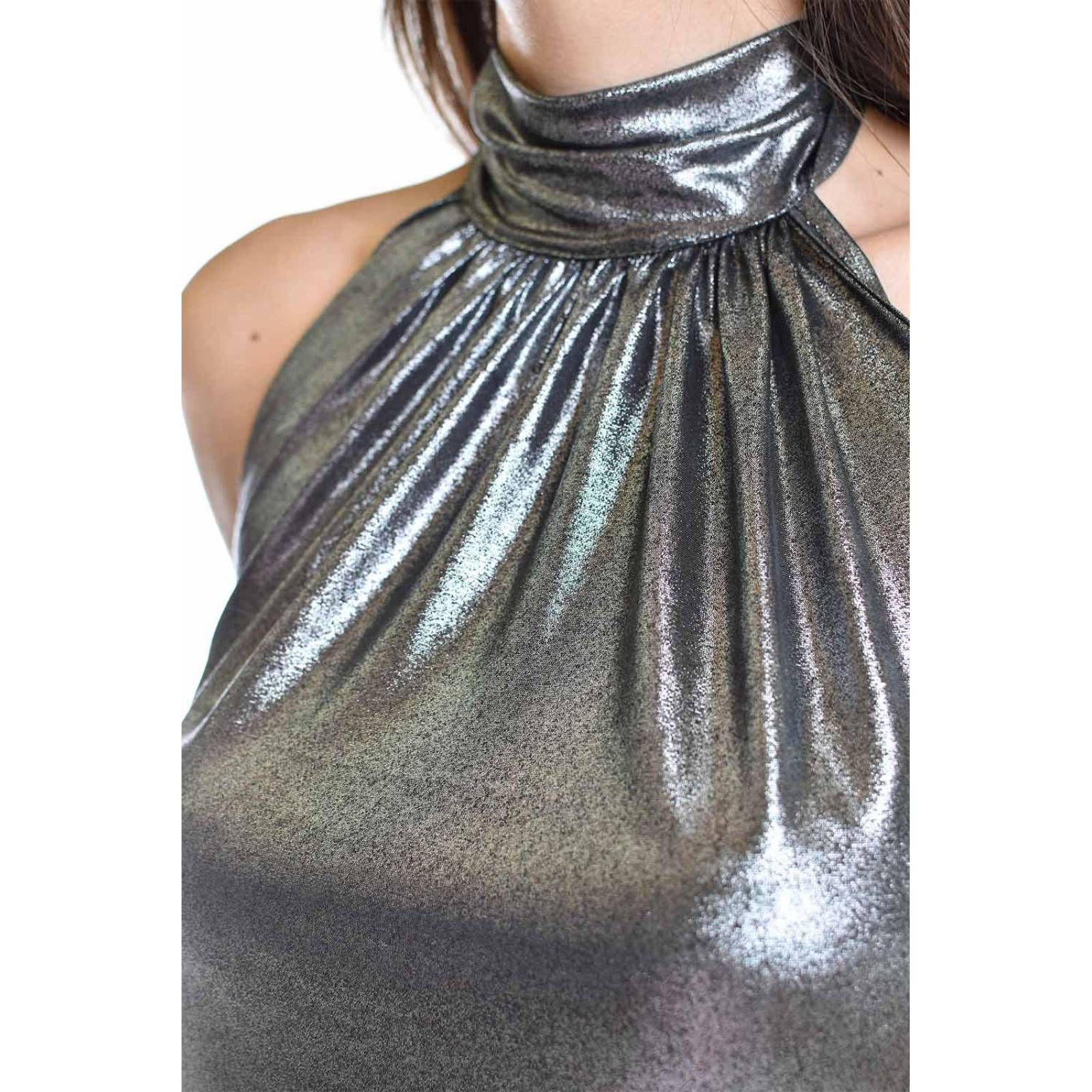 Blusa halter efecto metalico Roman Fashion /Juvenil, 2118 (Plata) 