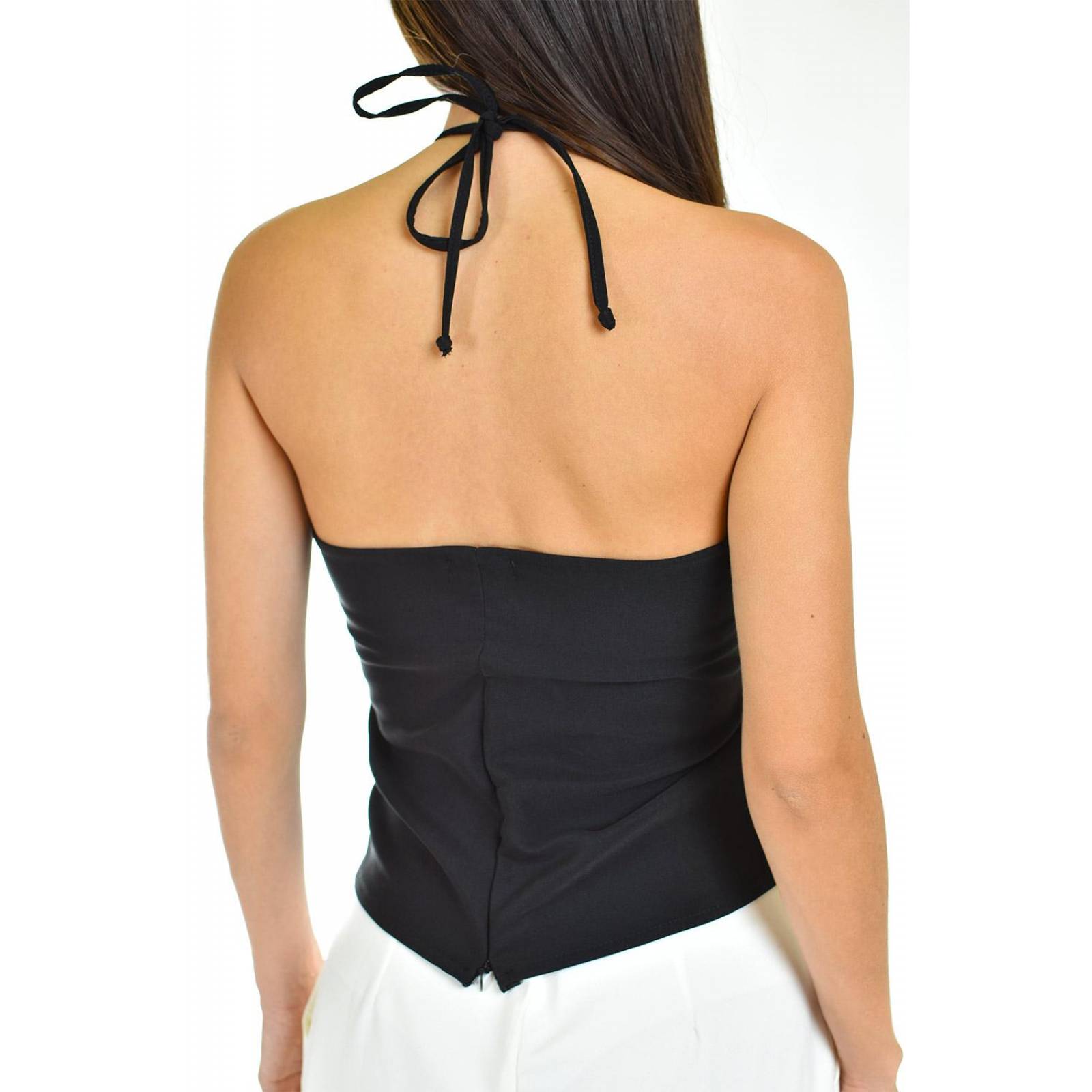 Top halter de flor Roman Fashion /Juvenil, 2222 (Negro) 