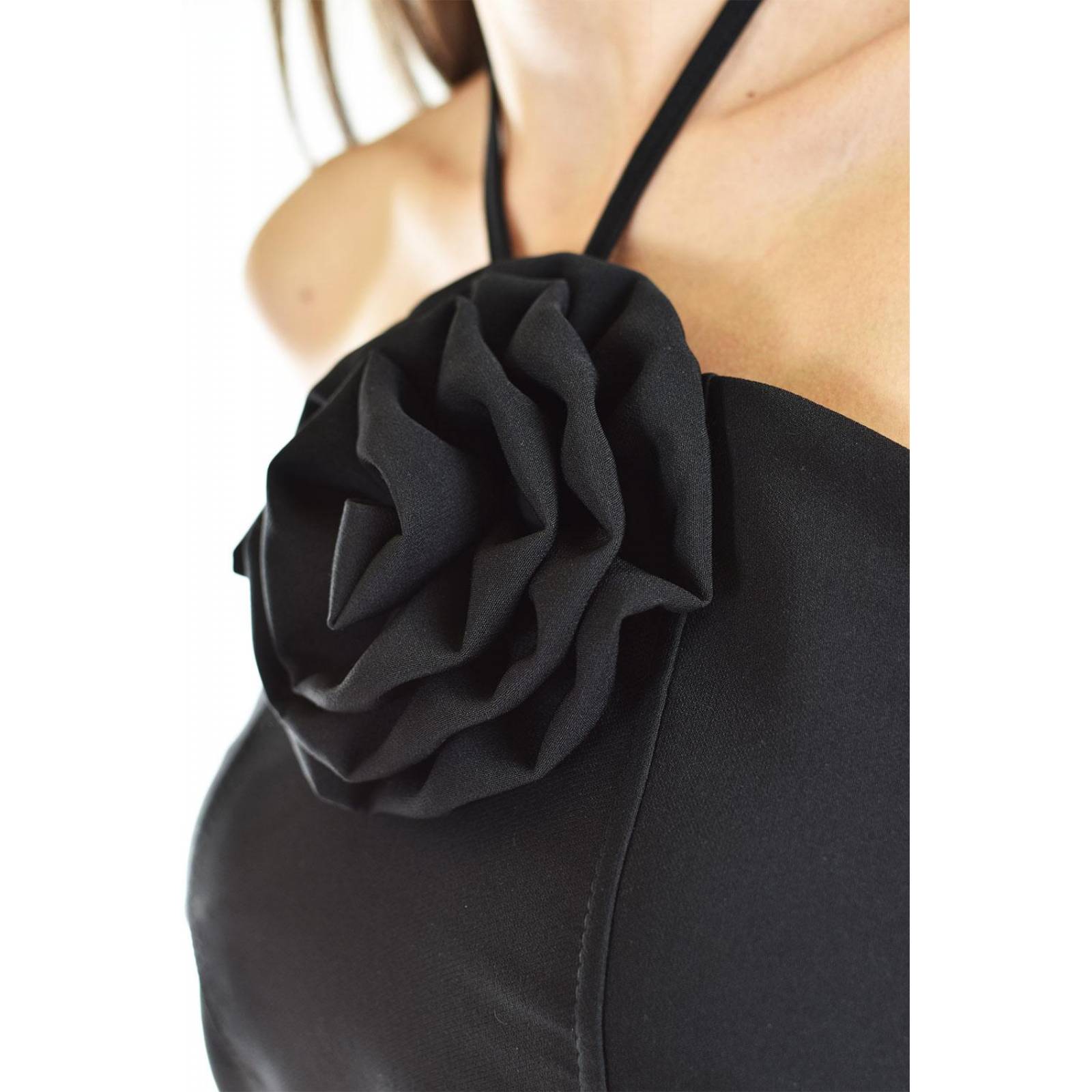 Top halter de flor Roman Fashion /Juvenil, 2222 (Negro) 