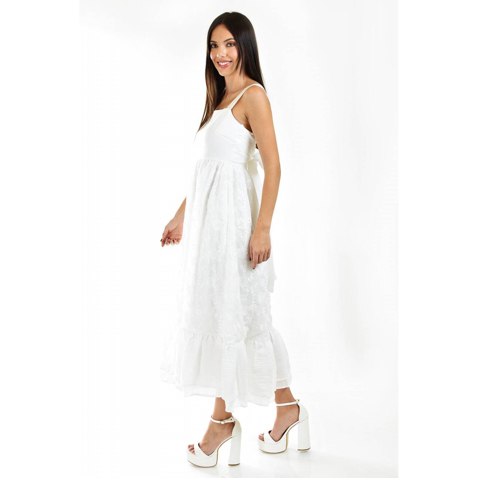 Vestido midi bordado Roman Fashion /Juvenil, 14528 (Blanco) 