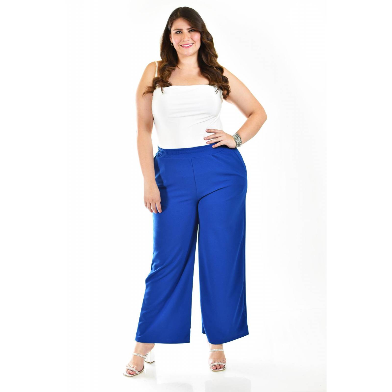 Pantalon pierna ancha Roman Fashion /Tallas Extras, 7045 (Azul rey) 