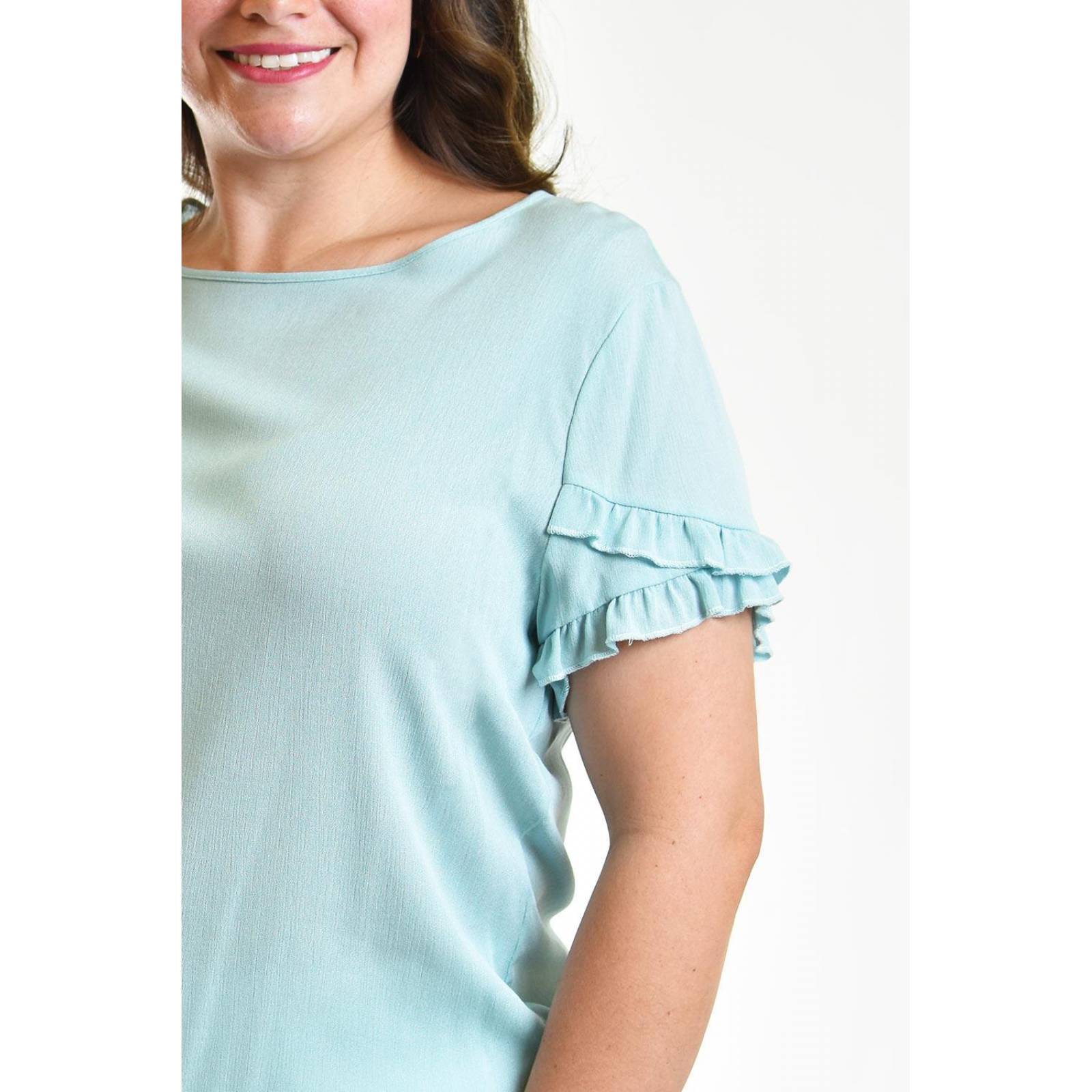 Blusa manga doble olan Roman Fashion /Tallas Extras, 013 (Azul claro) 