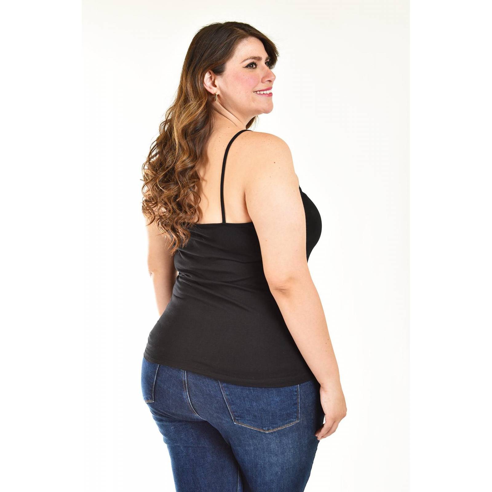 Camiseta básica de tirantes Roman Fashion /Tallas Extras, 001 (Negro) 
