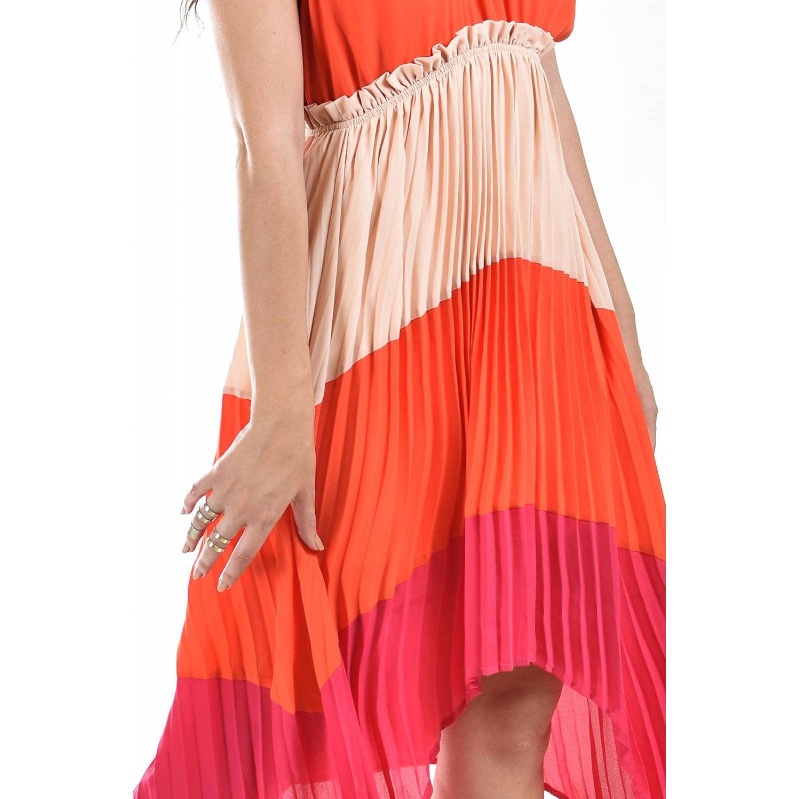 Vestido asimetrico plisado Roman Fashion /Juvenil, 1731 (Naranja)