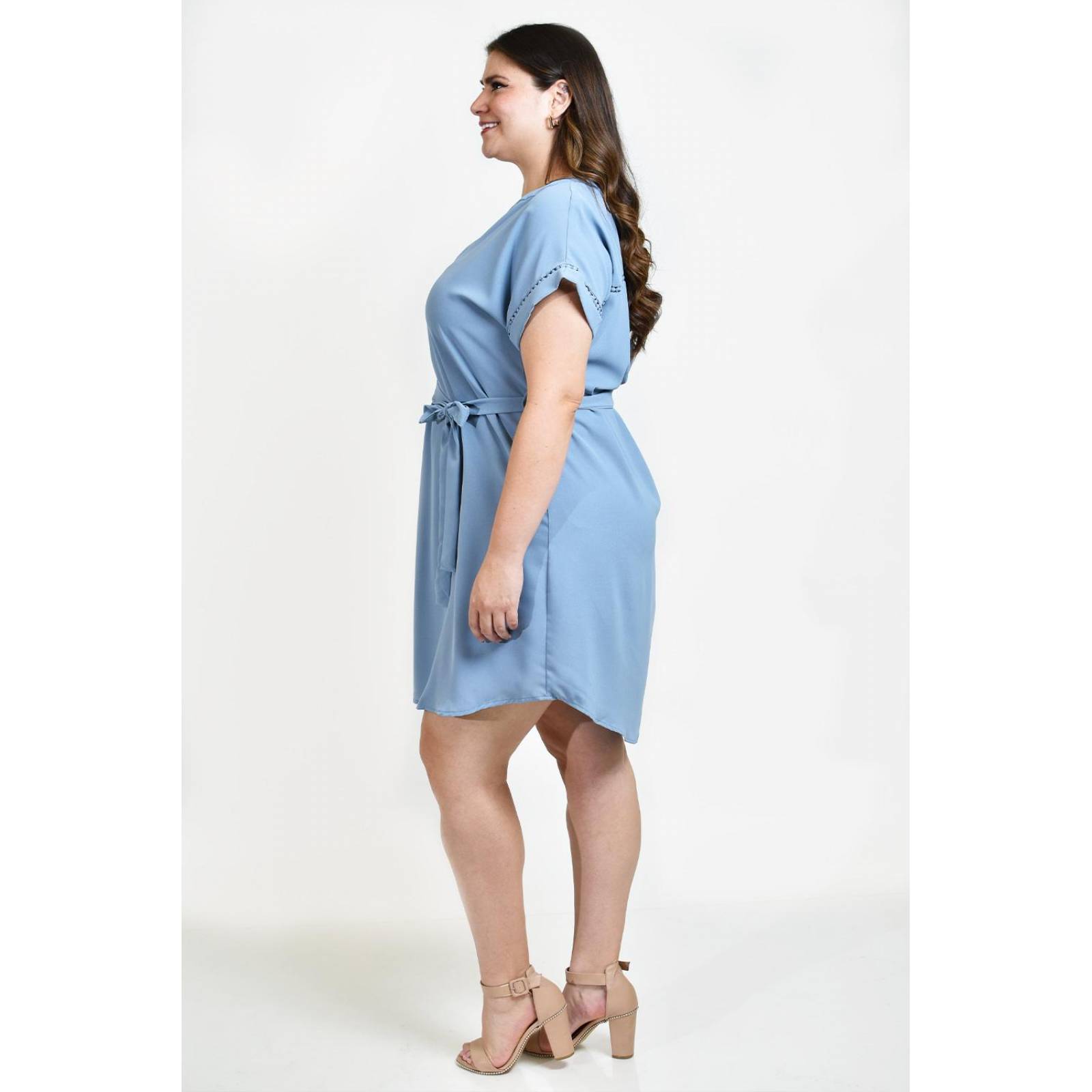 Vestido con detalle de encaje Roman Fashion /Tallas Extras, 11529 (Azul claro) 