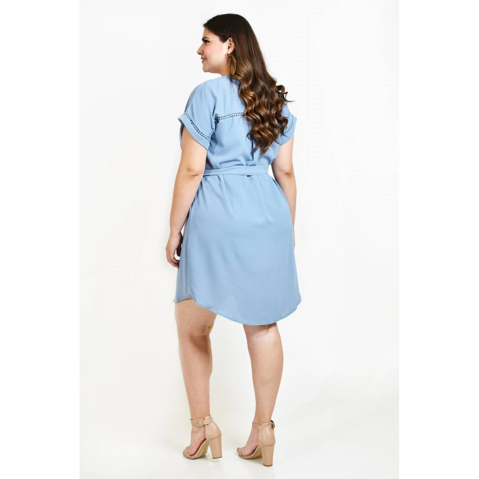 Vestido con detalle de encaje Roman Fashion /Tallas Extras, 11529 (Azul claro) 